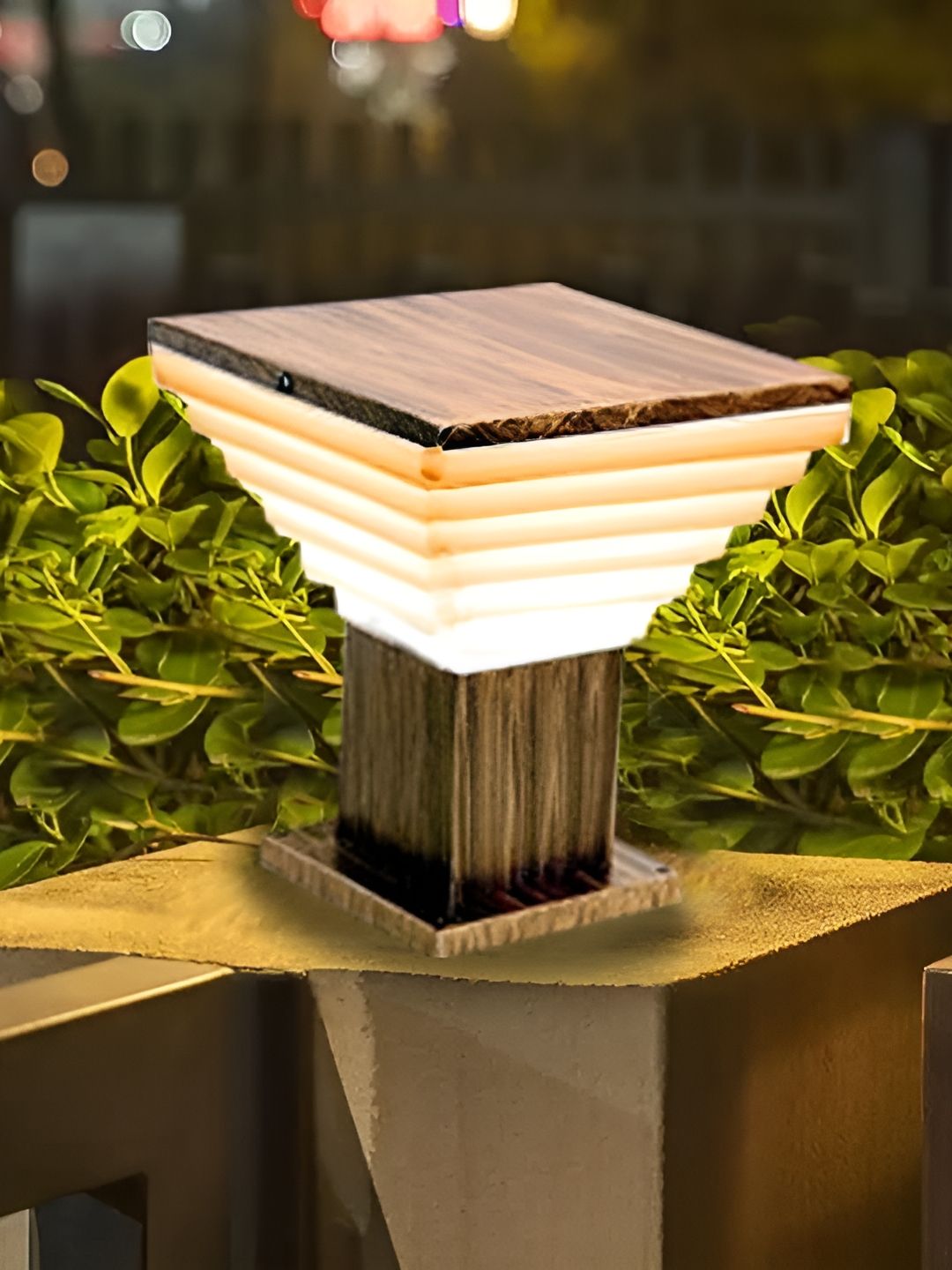 KINIS Brown & White Frustum Shaped Weatherproof & Rust-Resistant Outdoor Pole Lamp-picture-34