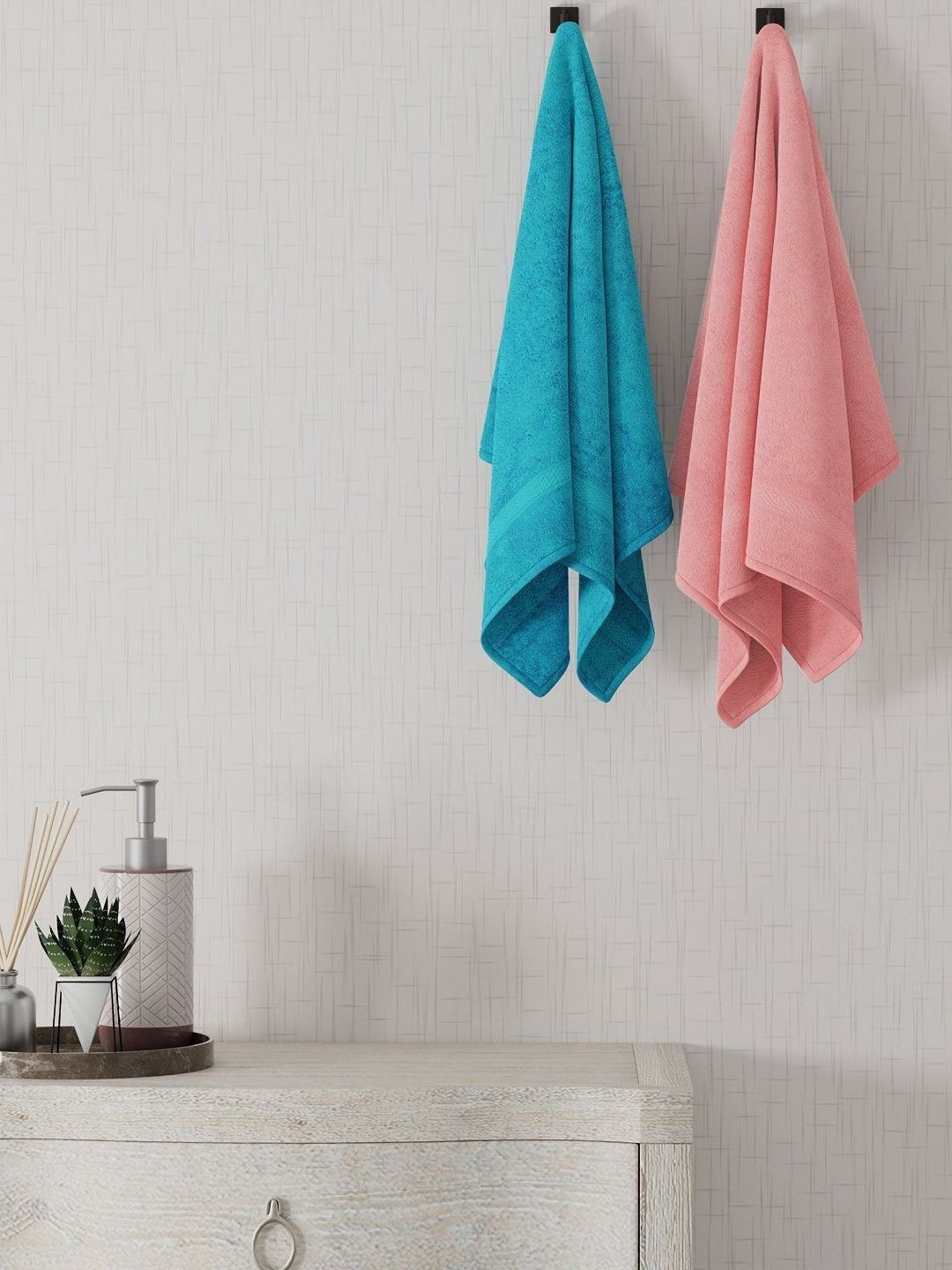 home expressions Blue & Pink 2 Pieces Cotton 450 GSM Towel Sets-picture-51