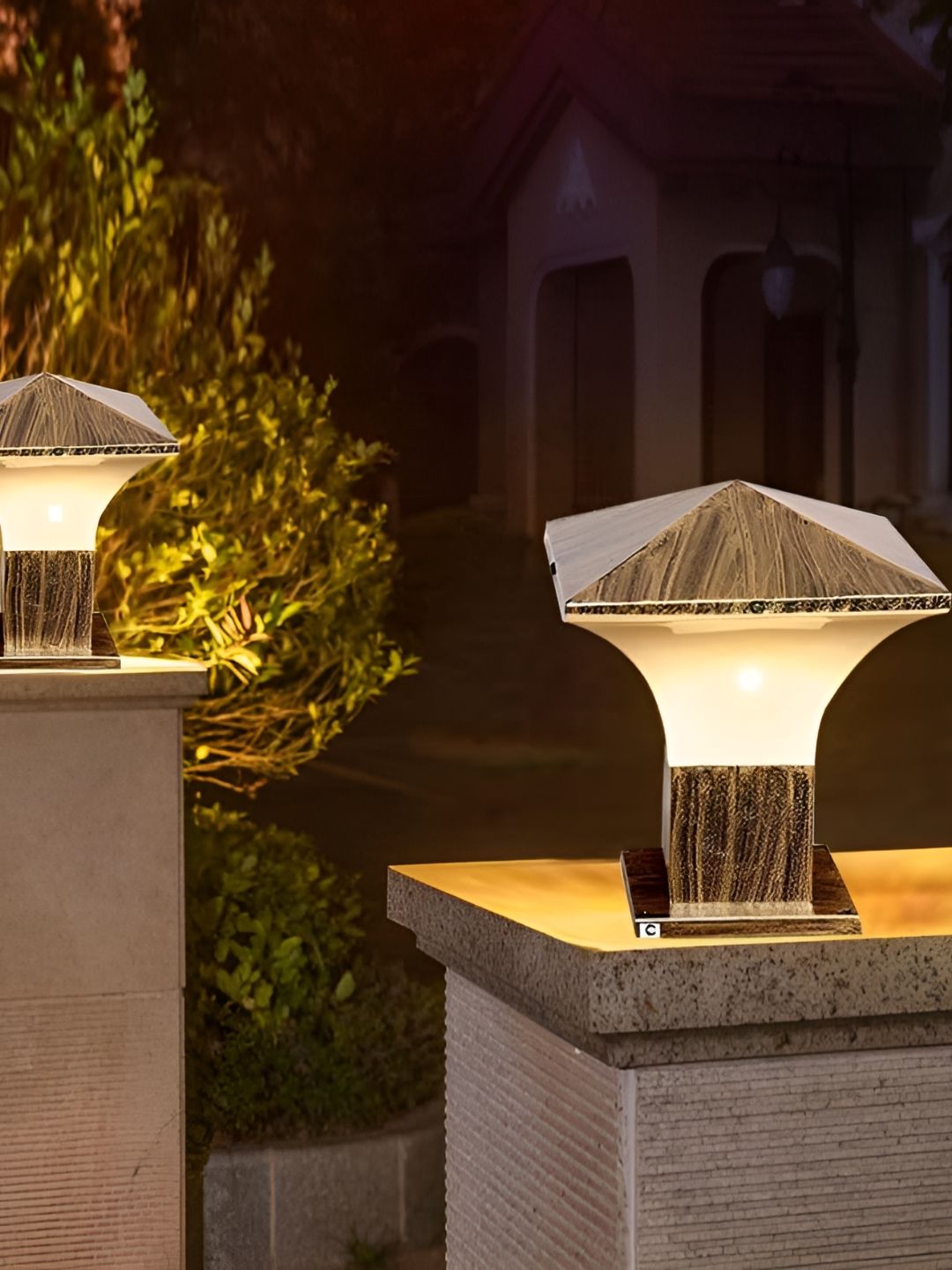 KINIS Gold-Toned & White 2 Pieces Weatherproof & Rust-Resistant Outdoor Pole Lamp-image-38