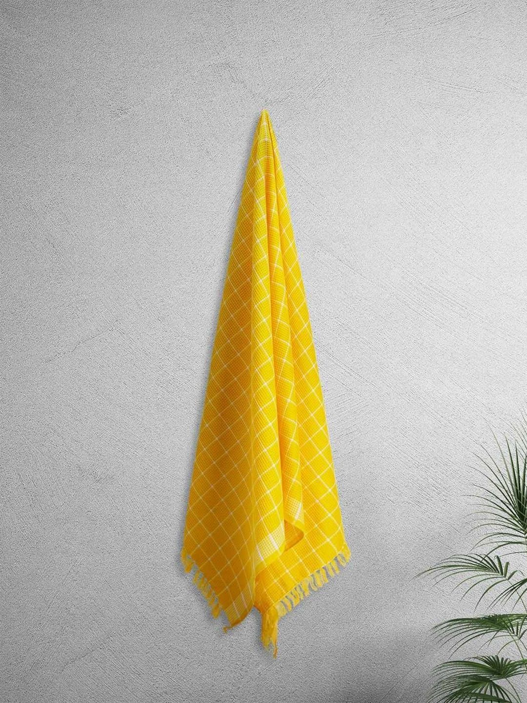 home expressions Yellow & White 3 Pieces Printed Cotton 150 GSM Towel Sets-picture-11