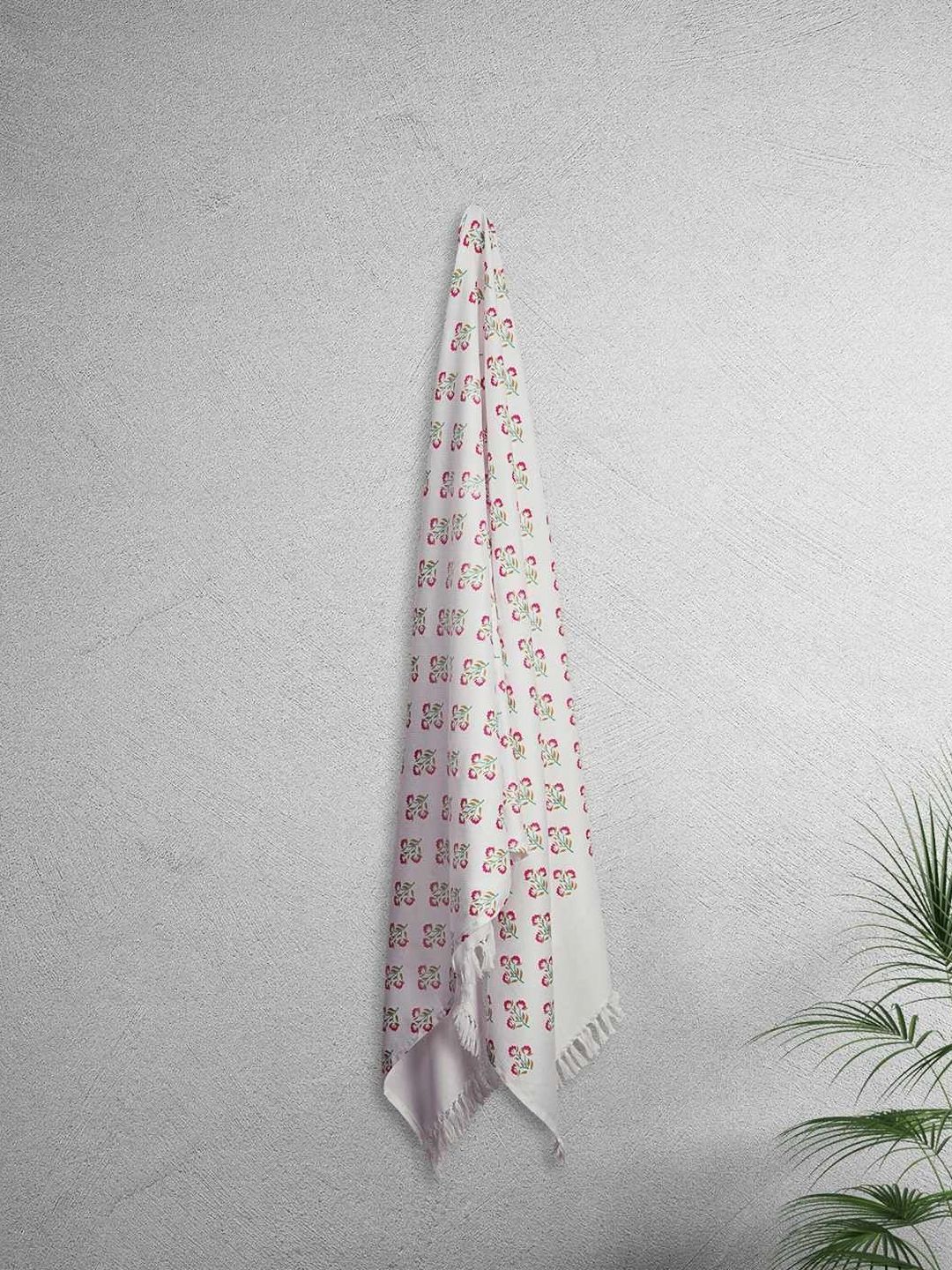 home expressions Red & White 2 Pieces Printed Pure Cotton 150 GSM Towel Set-picture-18