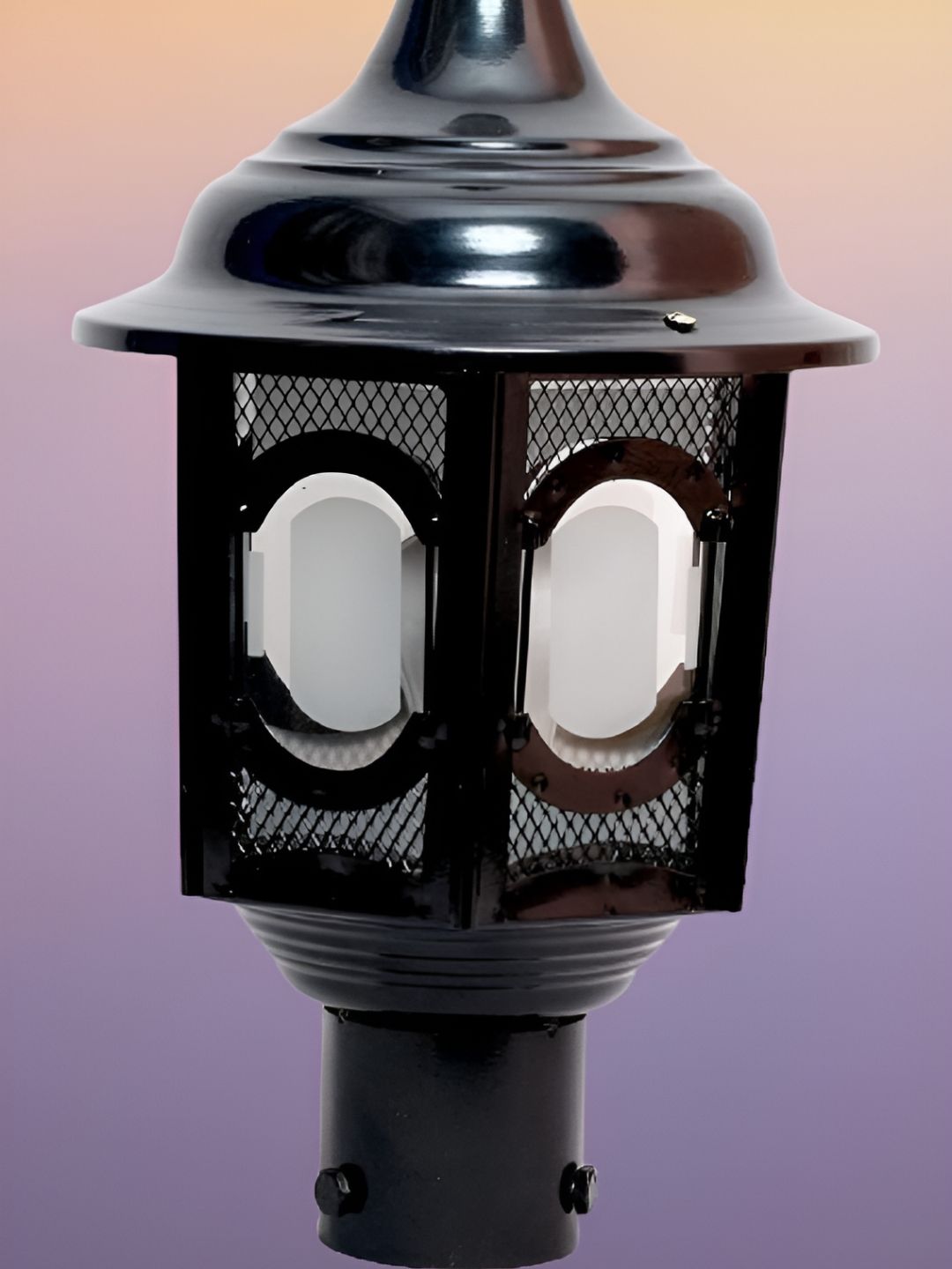 KINIS Black & White Frustrum Shaped Weatherproof & Rust-Resistant Outdoor Pole Lamp-picture-3