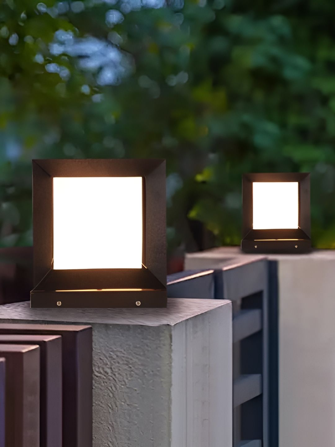 KINIS Black & White 2 Pieces Square Metal Outdoor Lamps-picture-18