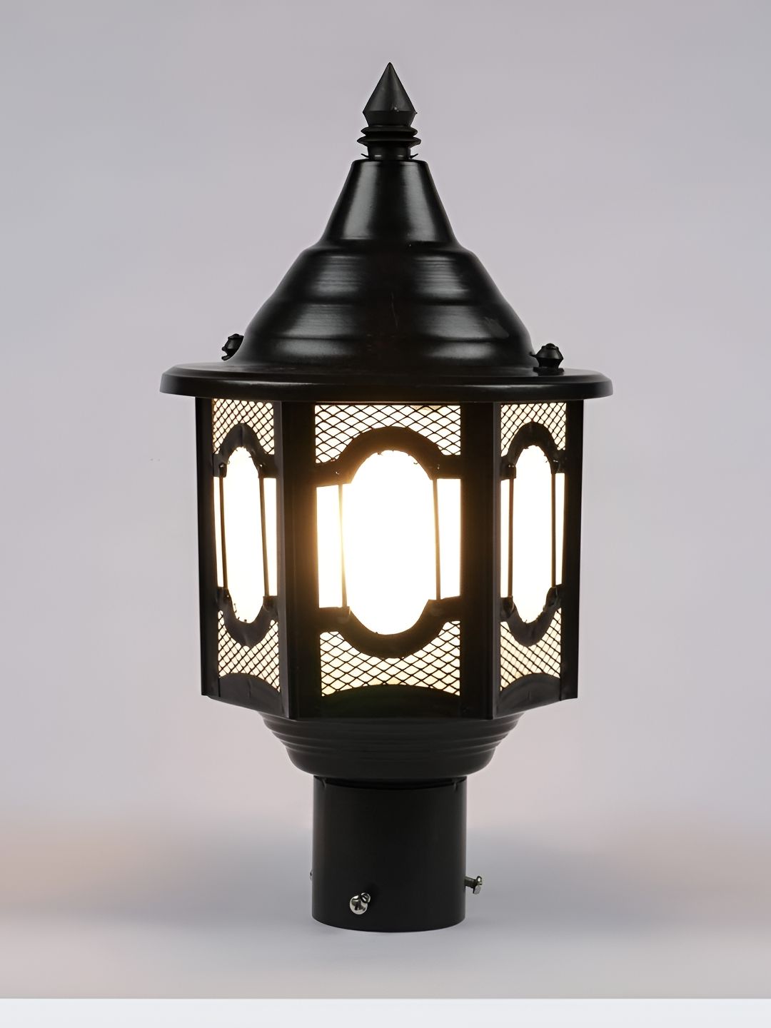 KINIS Black & White Modern Shaped Weatherproof & Rust-Resistant Outdoor Pole Lamp-picture-4