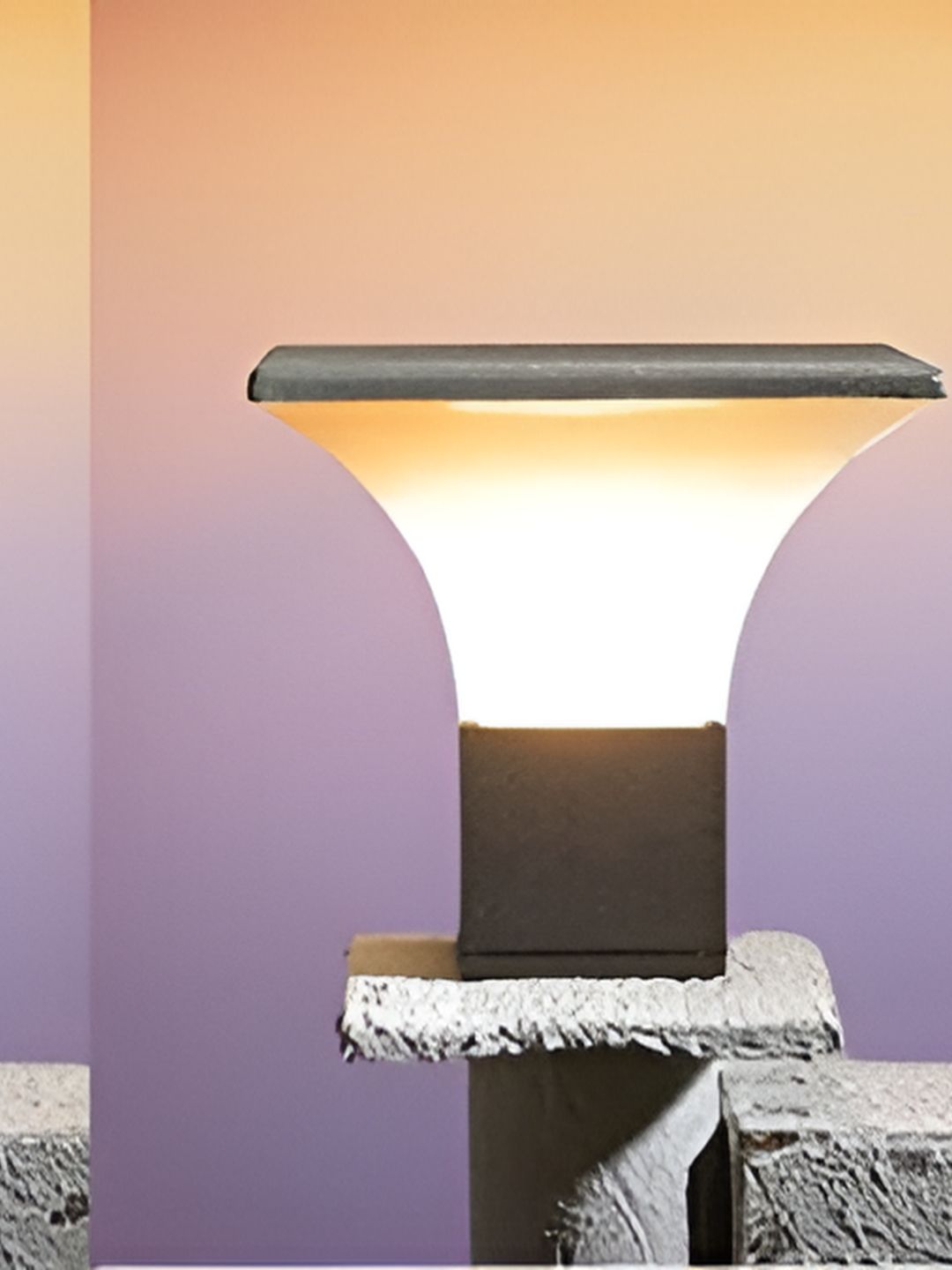 KINIS Grey & White 2 Pcs Frustum Shaped Weatherproof & Rust-Resistant Outdoor Pole Lamps-picture-43