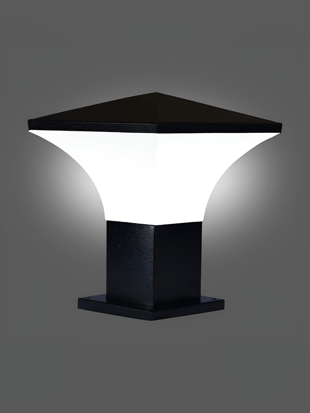 KINIS Black & White Frustrum Shaped Weatherproof & Rust-Resistant Outdoor Pole Lamp-picture-1