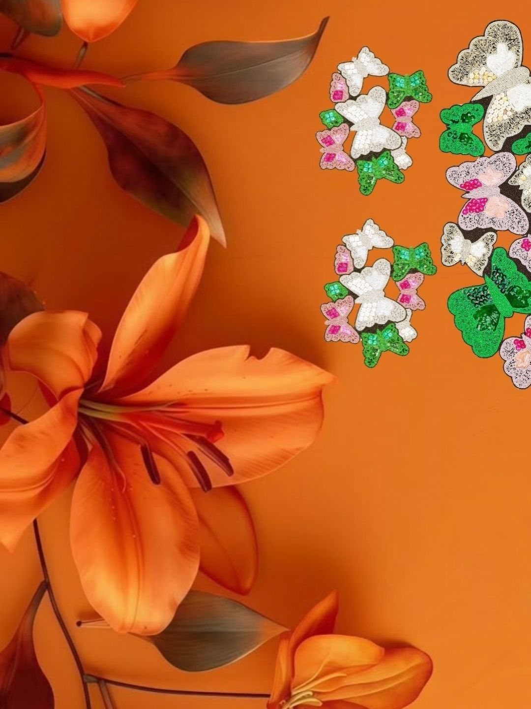 YWULY 5-Pcs White & Green Embellished Table Linen Set-picture-30