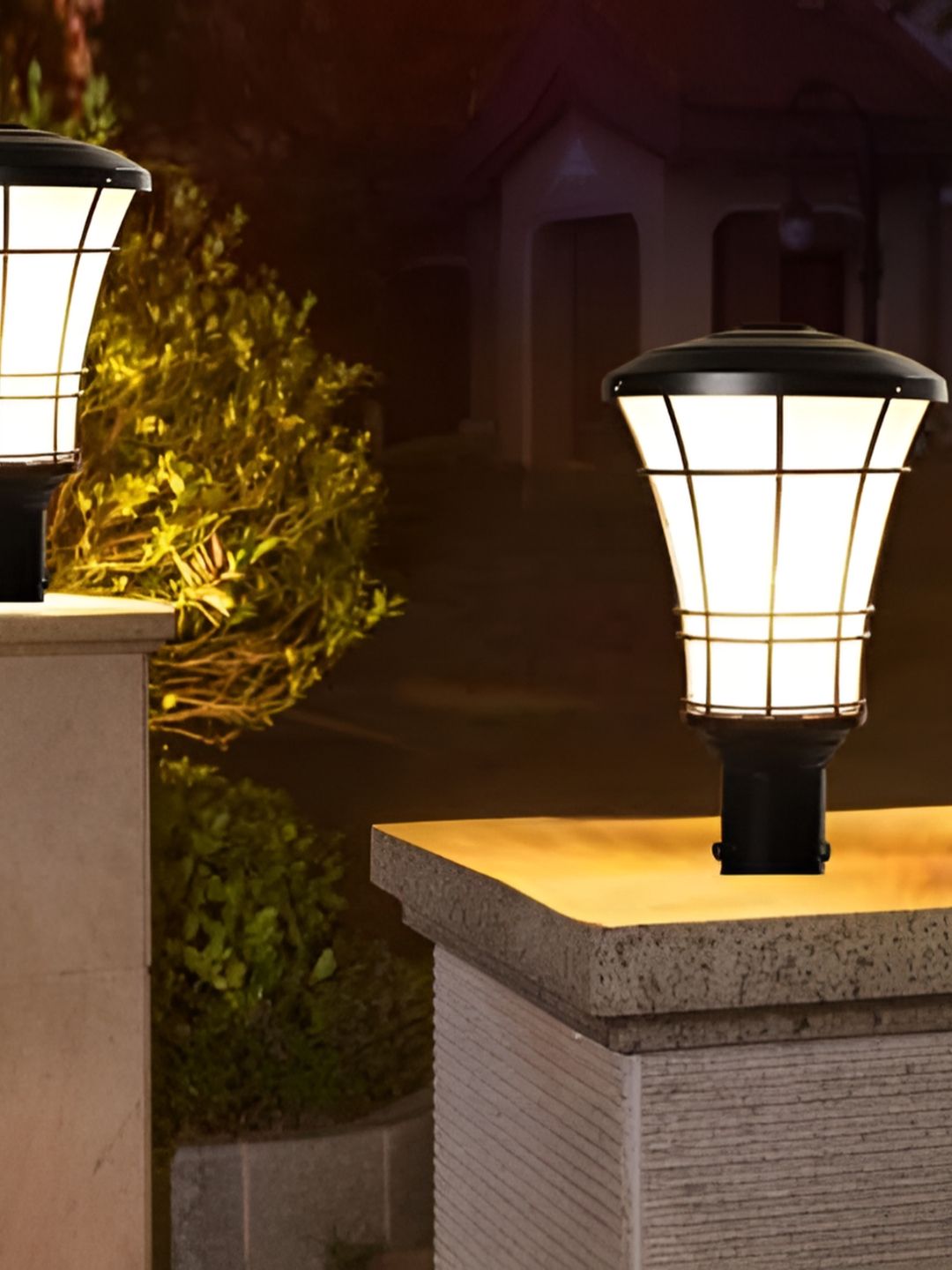 KINIS Black 2 Pieces Frustum Shaped Gate & Garden Light Outdoor Lamps-image-14