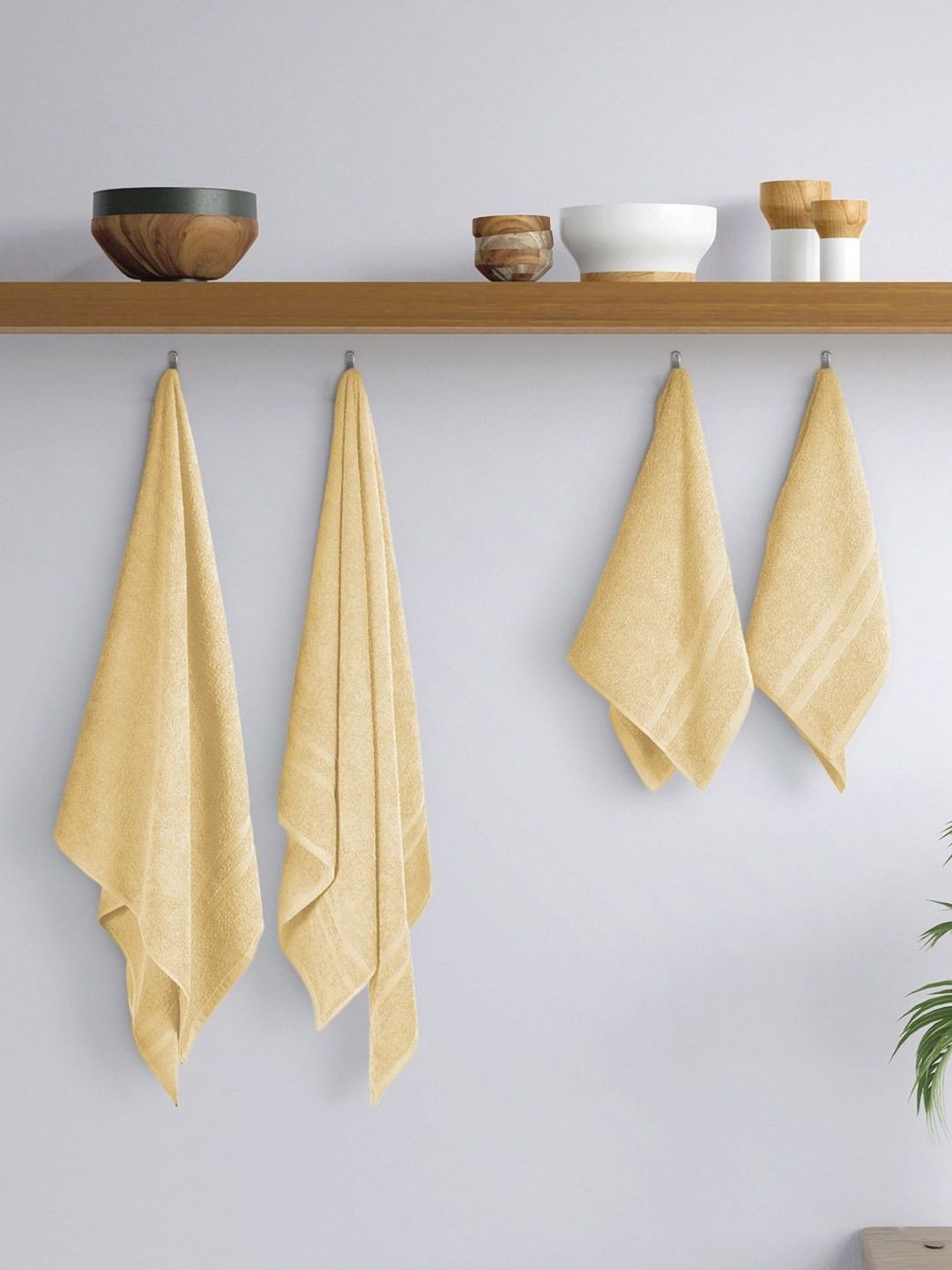 home expressions Beige 4 Pieces Cotton 350 GSM Towel Sets-image-47