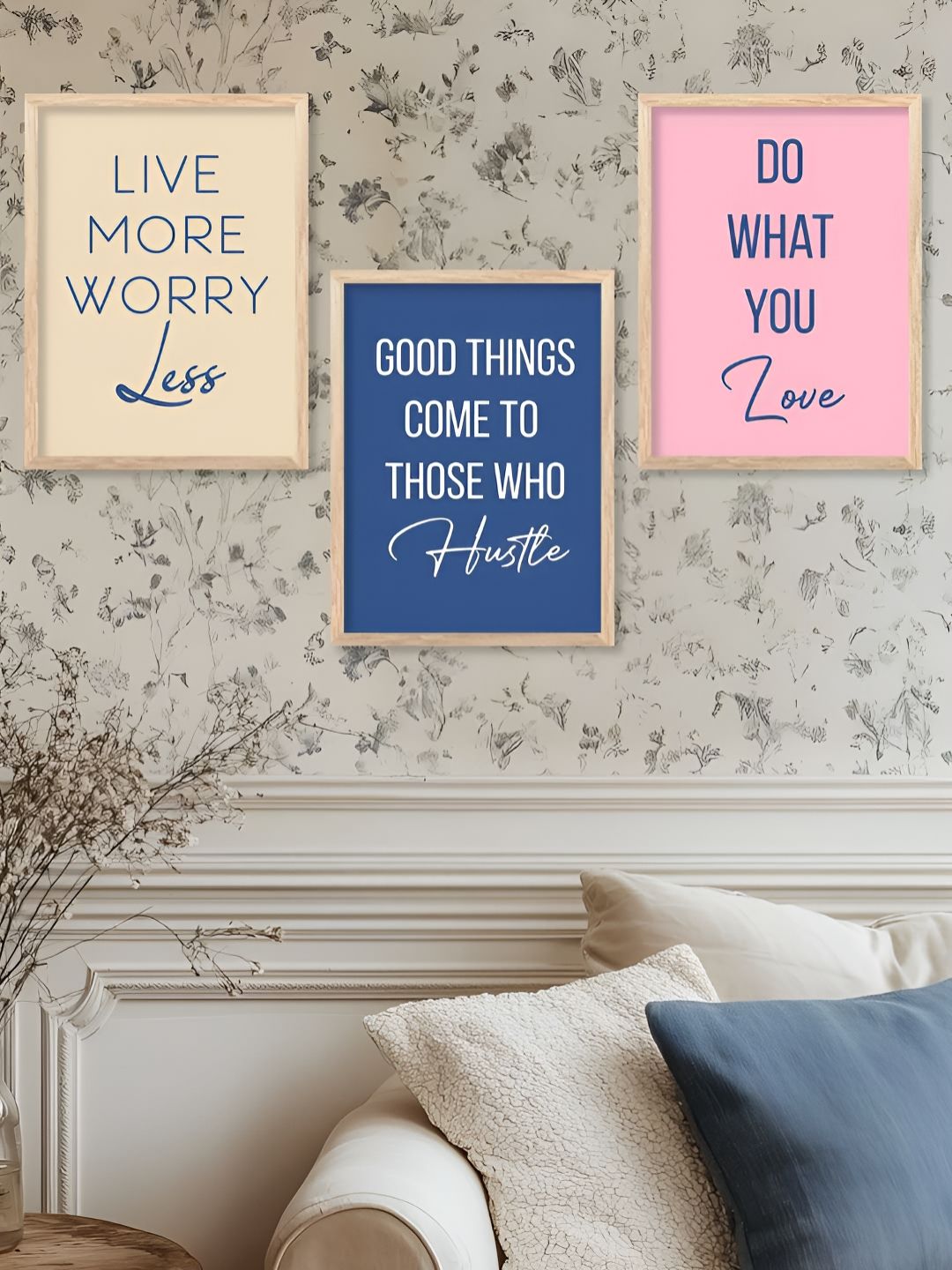 Kotart Brown & Blue 3 Pieces Motivational Quote Printed Wooden Wall Arts-picture-27
