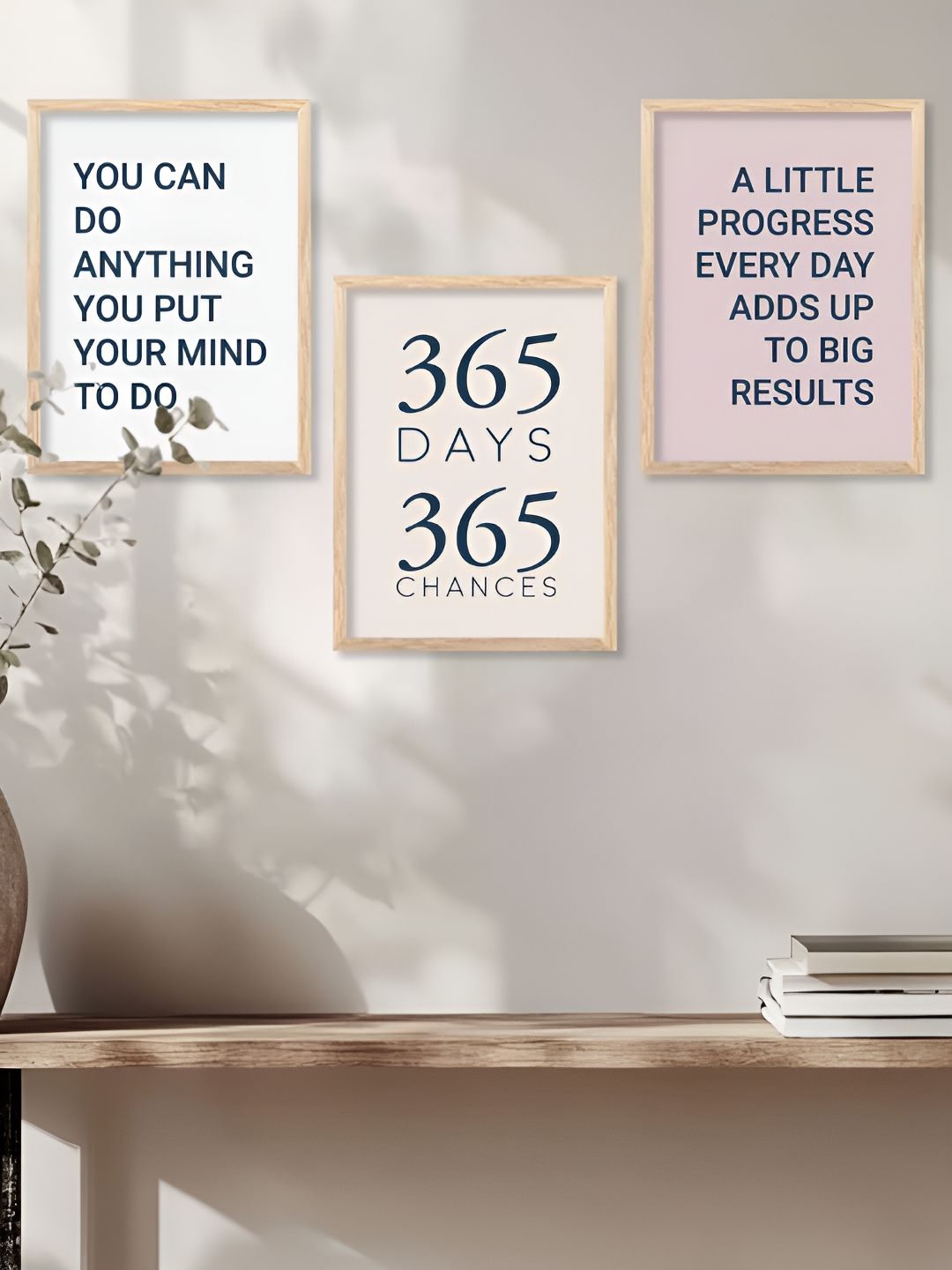 Kotart Brown & Pink 3 Pieces Motivational Quote Printed Wooden Wall Arts-picture-35