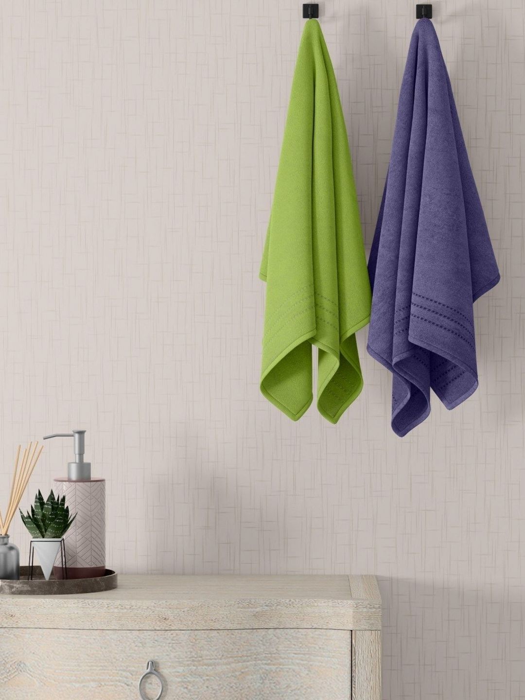 home expressions Grey & Purple 2 Pieces Pure Cotton 380 GSM Towel Set-picture-46