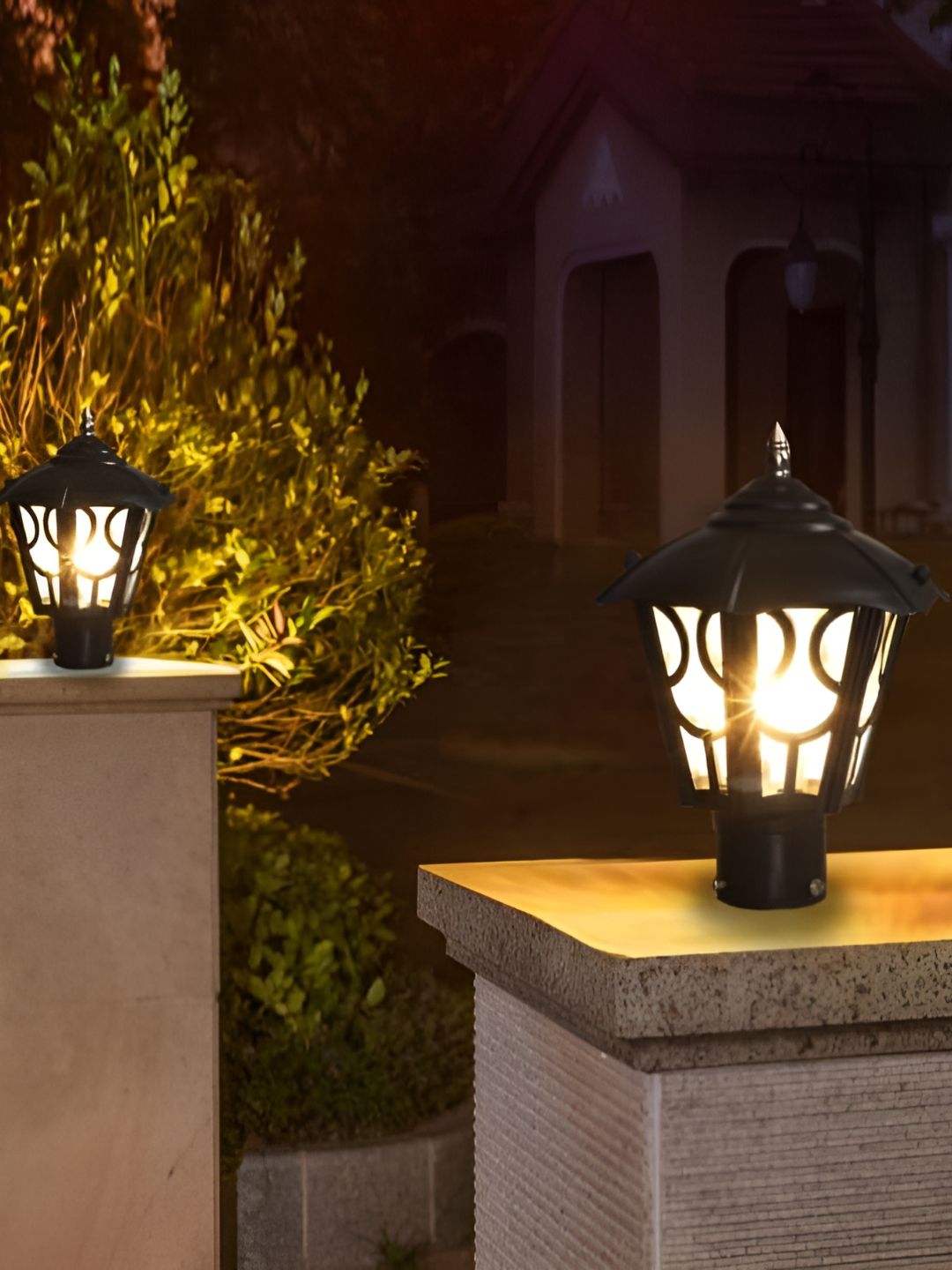 KINIS Set Of 2 Black Modern Shape Gate & Garden Light Outdoor Lamp-picture-51