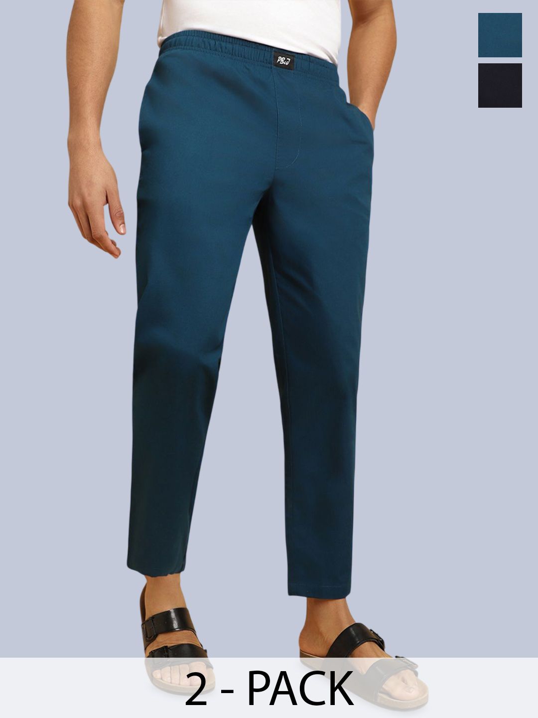 PB & J Pack Of 2 Cotton Mid-Rise Straight Lounge Pants-picture-52