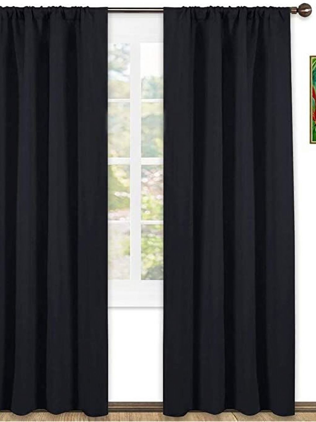 Parda Online Black 2 Pcs Black Out Long Door Curtain-image-2
