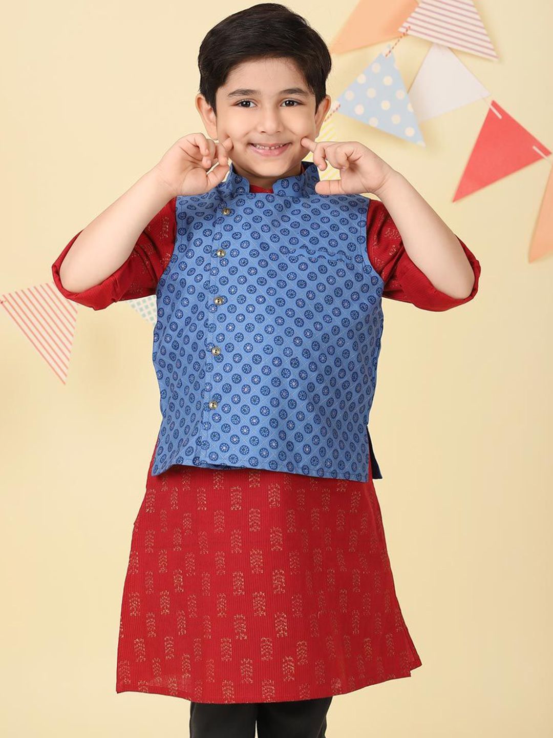 Fabindia Boys Printed Woven Nehru Jacket-picture-58