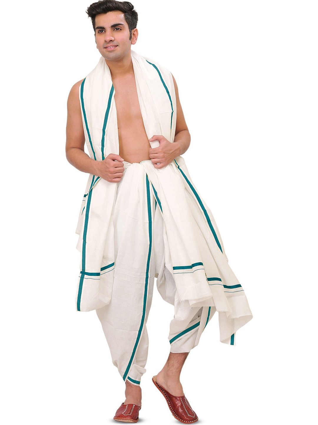 Exotic India Men Pure Cotton Plain Dhoti-picture-18
