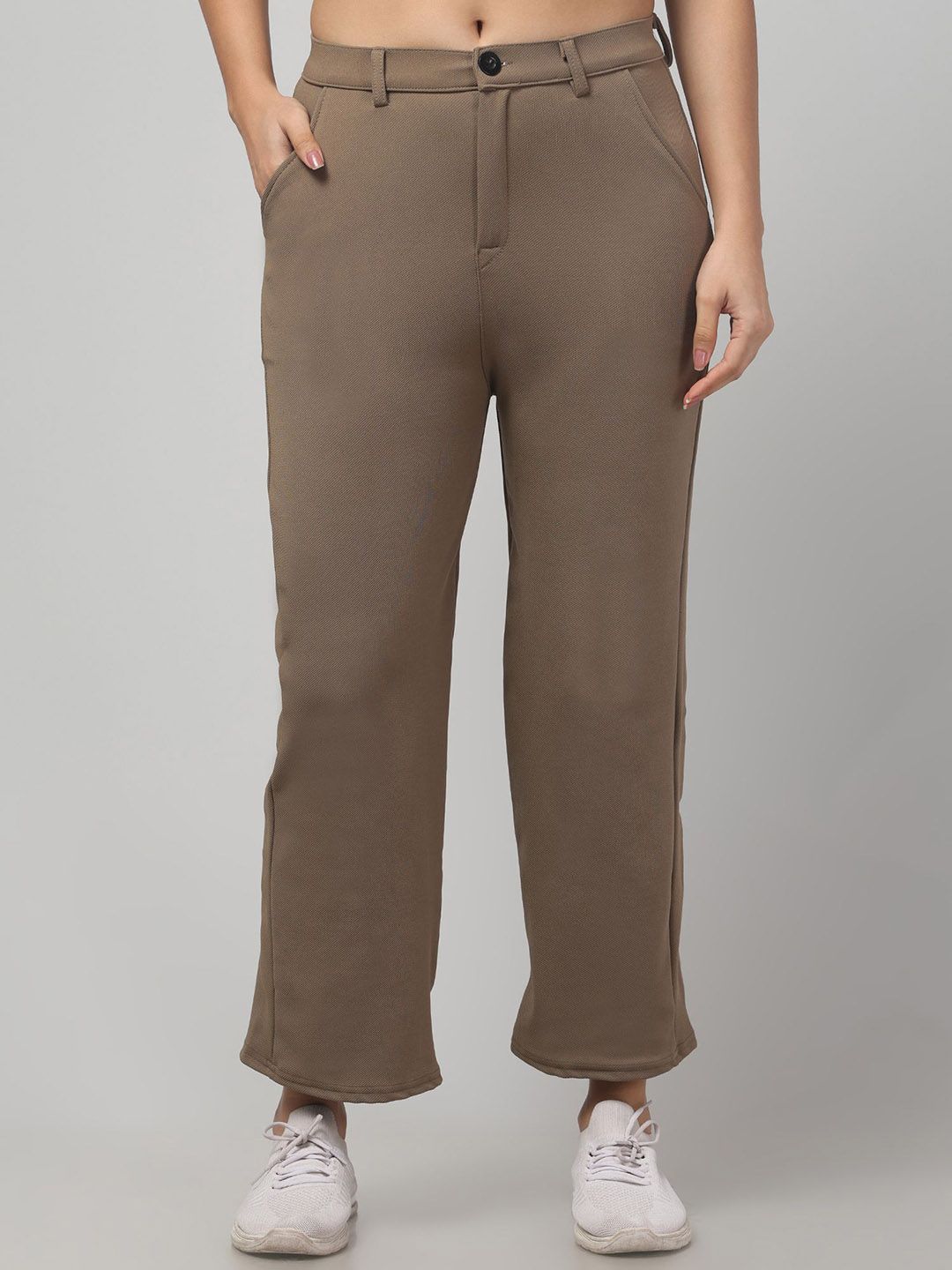 CROWN KING Women Solid Straight Fit Mid-Rise Casual Regular Trouser-picture-12