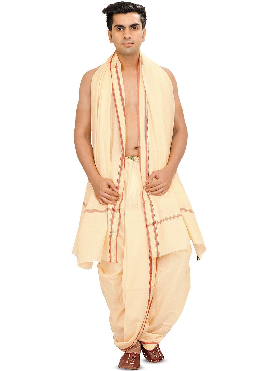 Exotic India Men Chamomile Ready to Wear Dhoti and Veshti Set-picture-51