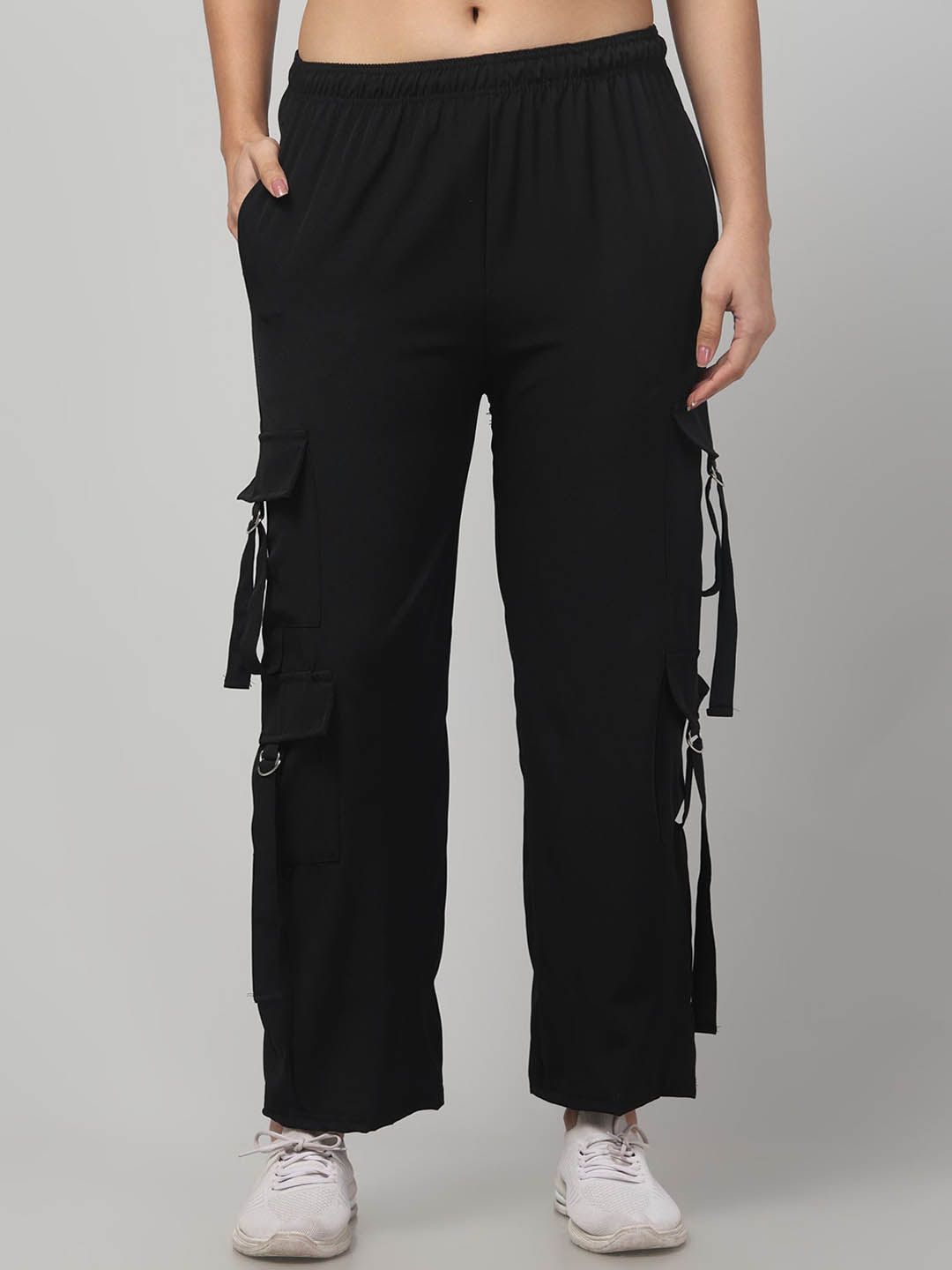 CROWN KING Women Solid Straight Fit Mid-Rise Casual Cargos-image-27