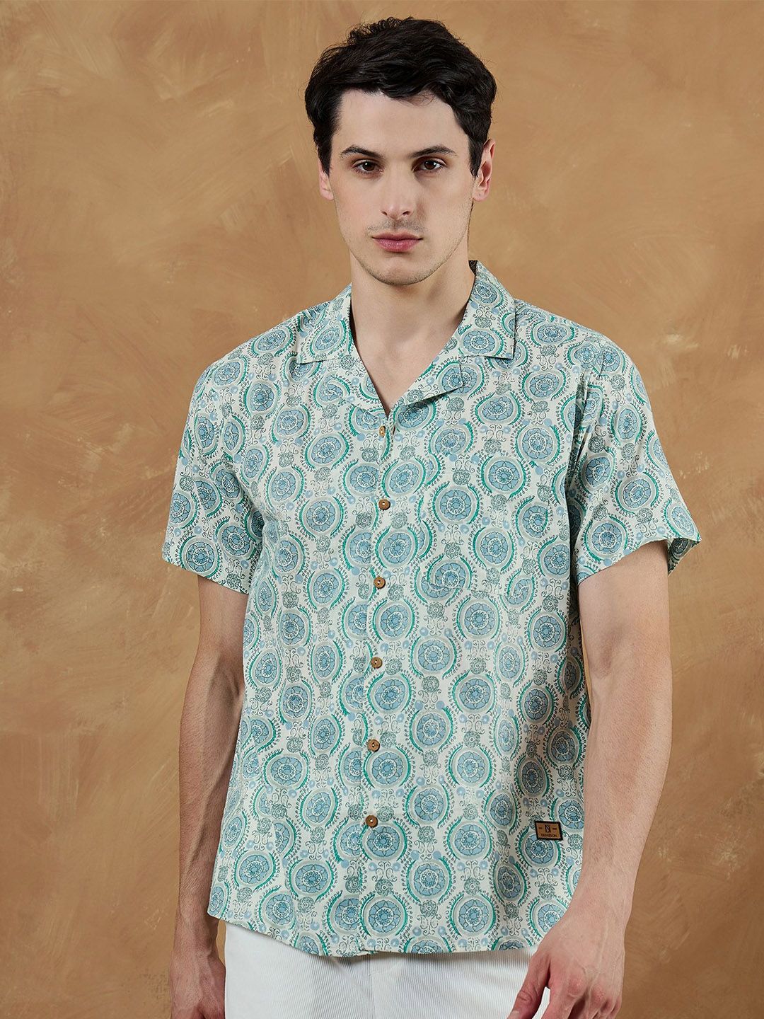 DENNISON Men Smart Fit Floral Printed Cuban Collar Cotton Casual Shirt-picture-42