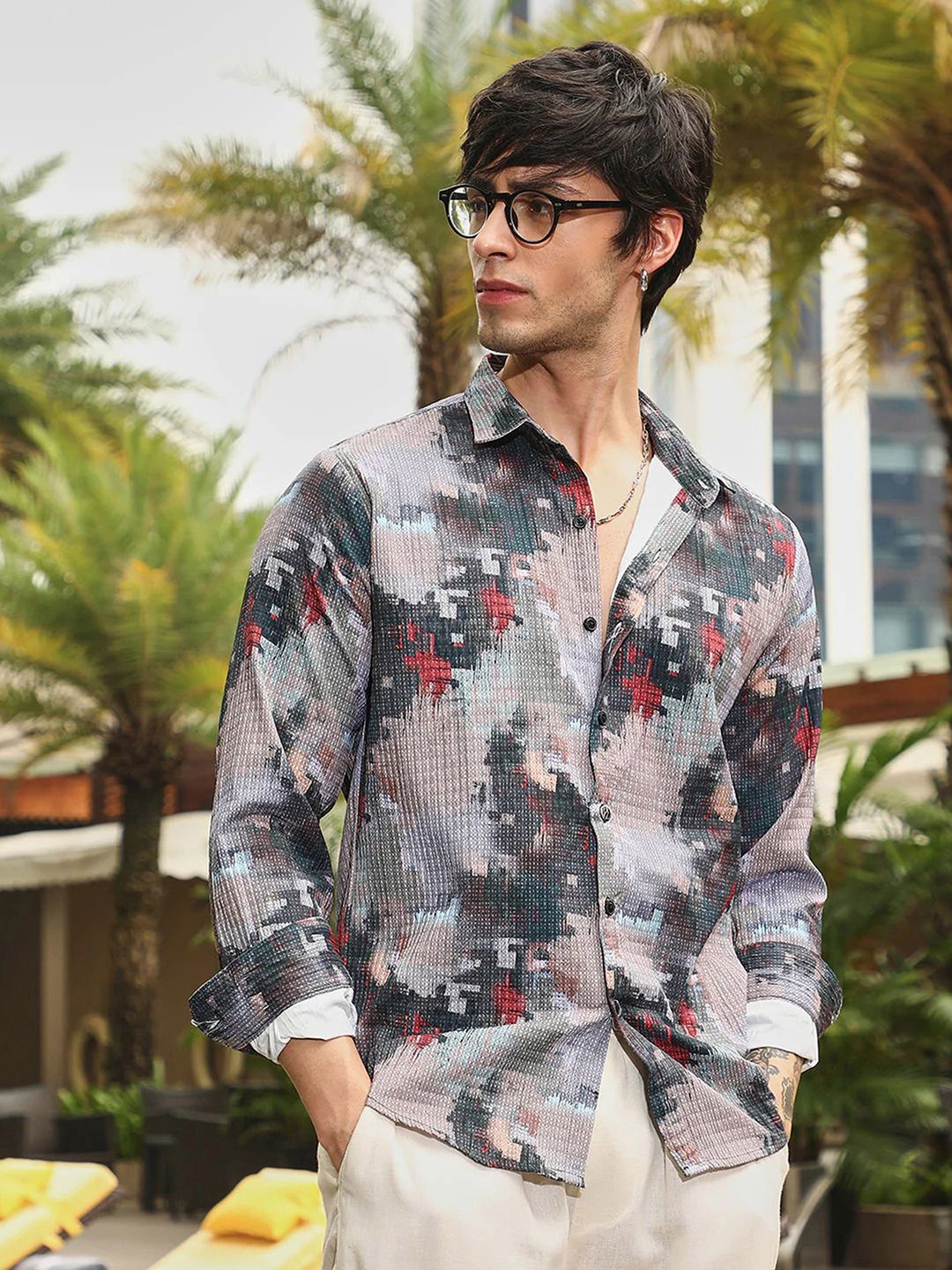 Metronaut Men Abstract Printed Spread Collar Casual Shirt-picture-32