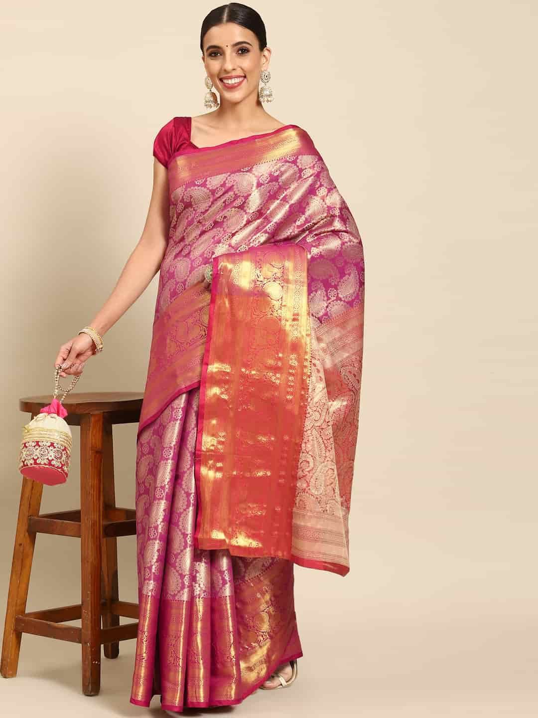 DIVASTRI Women Woven Design Zari Brocade Banarasi Saree-picture-16