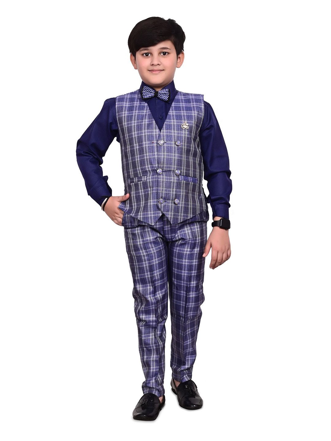VALUE CREATION Boys Checked 3 Piece Suits-picture-15