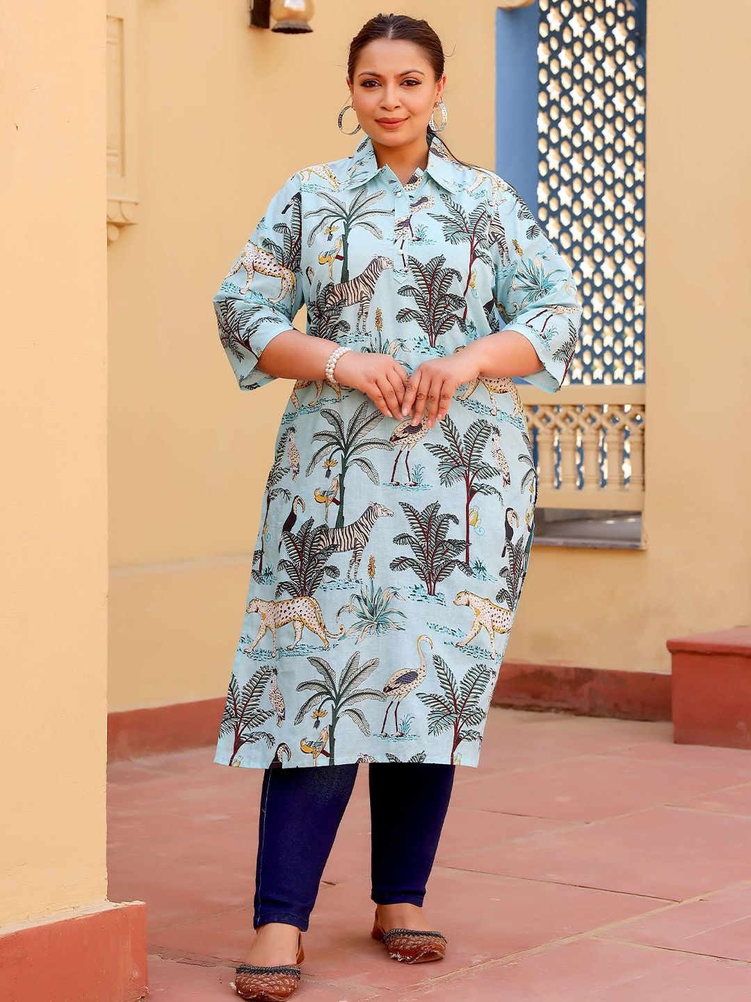 FLAVIA CREATION Women Plus Size Tropical Printed Kurta-picture-27