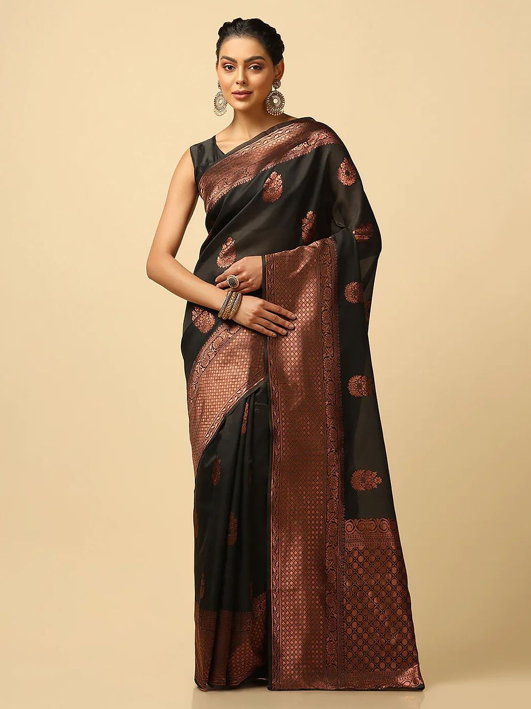 bigben textile Woven Design Zari Silk Blend Banarasi Saree-picture-18