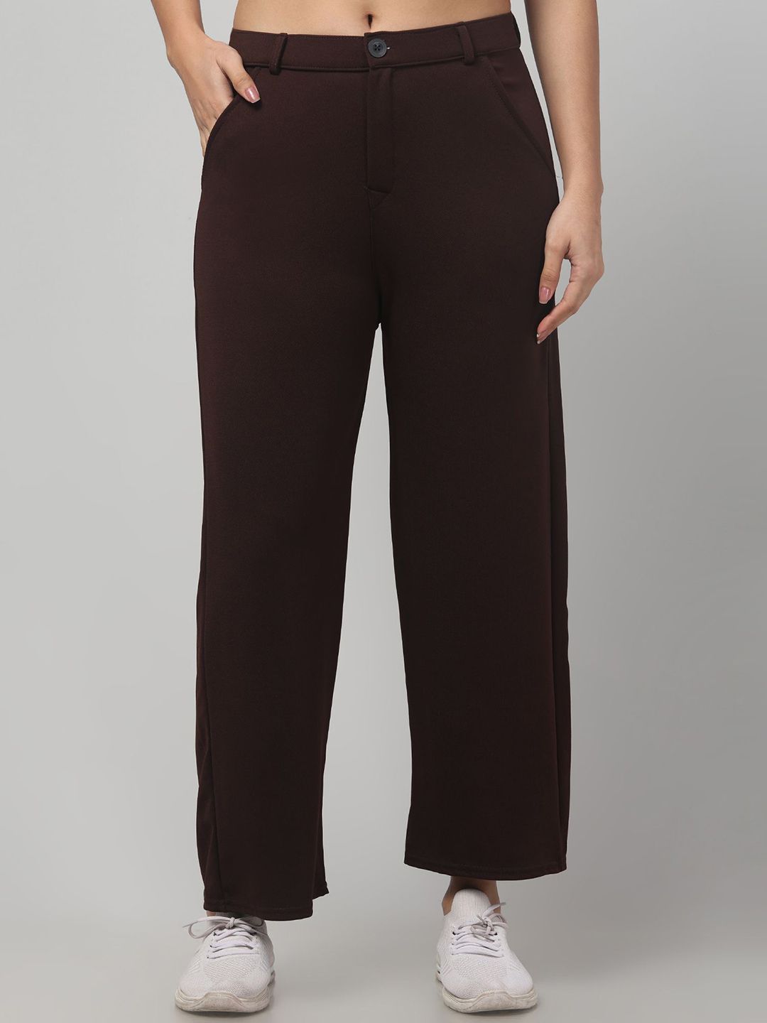 CROWN KING Women Solid Straight Fit Mid-Rise Casual Regular Trouser-picture-49