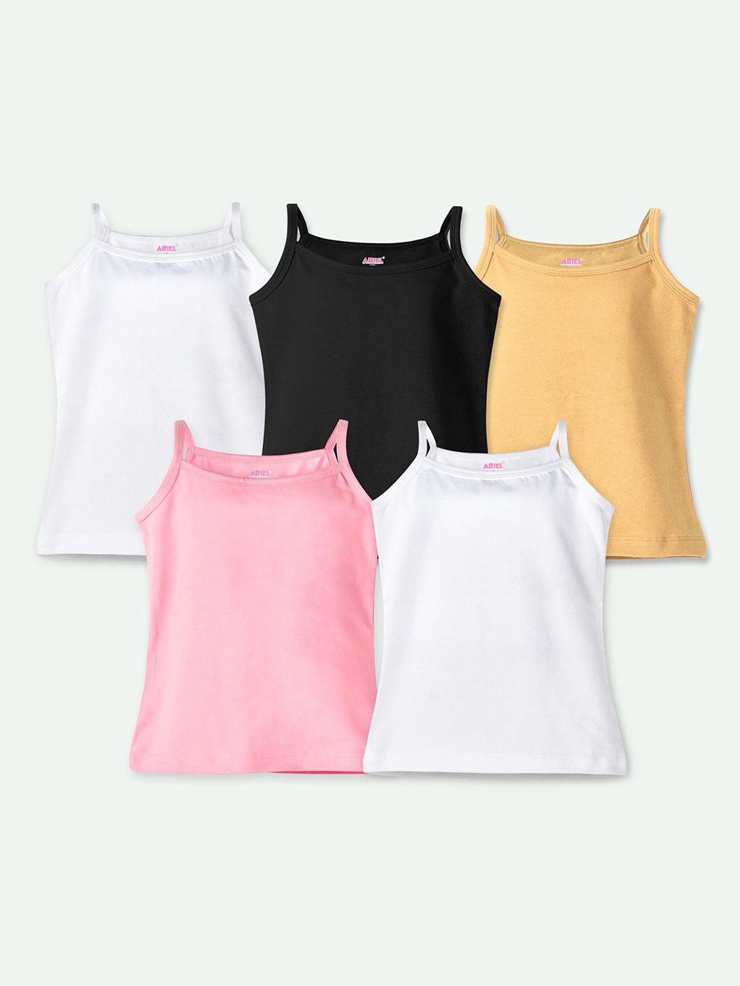 ariel Kids Girls Pack Of 5 Camisoles