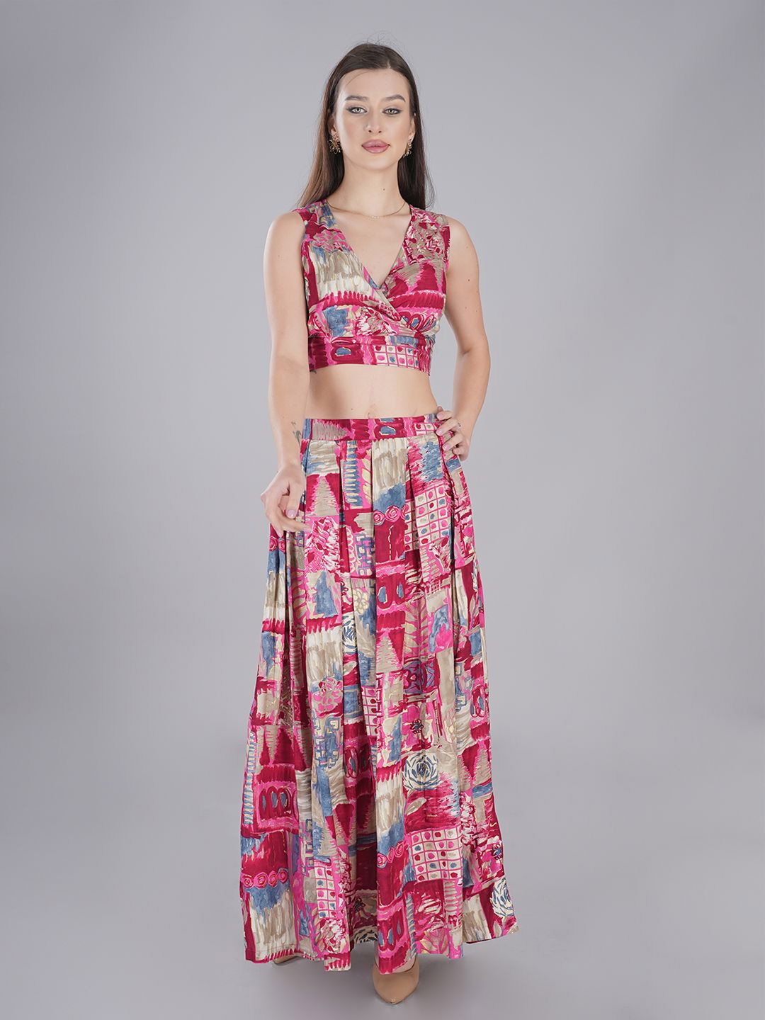 StyFun Women Print Top With Skirt Co-Ords Set-picture-30