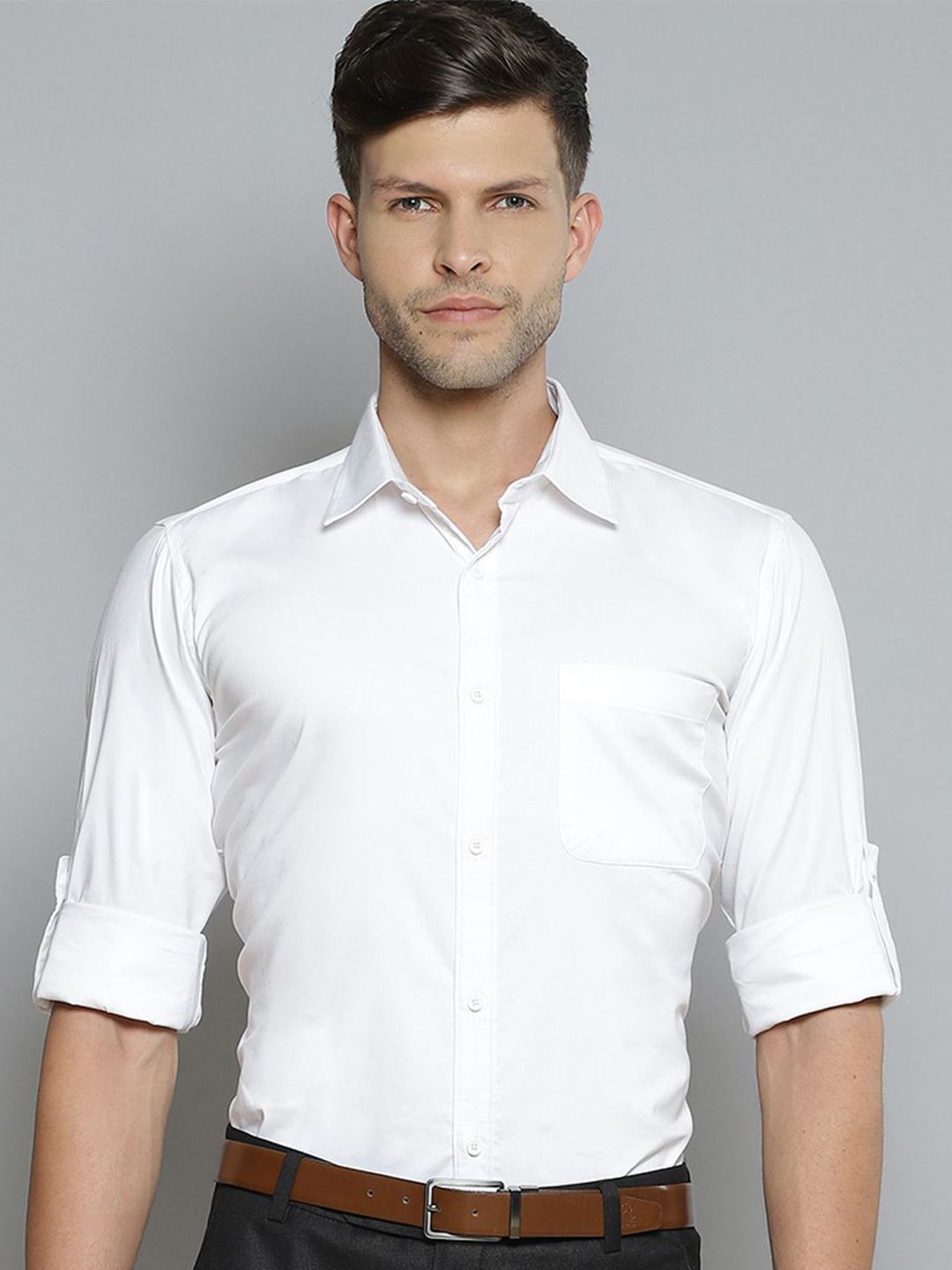 DENNISON Men Smart Slim Fit Solid Spread Collar Formal Shirt-picture-12