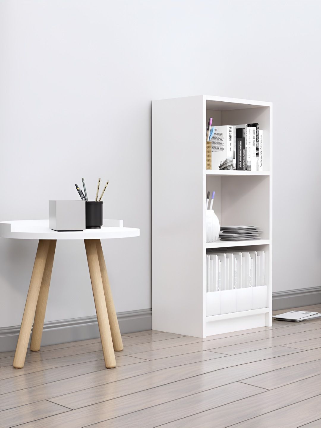 HEXA RED White Wooden Book Shelf