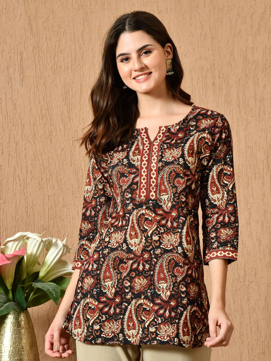 Anouk Rustic Women Paisley Printed Pure Cotton Kurti-picture-35