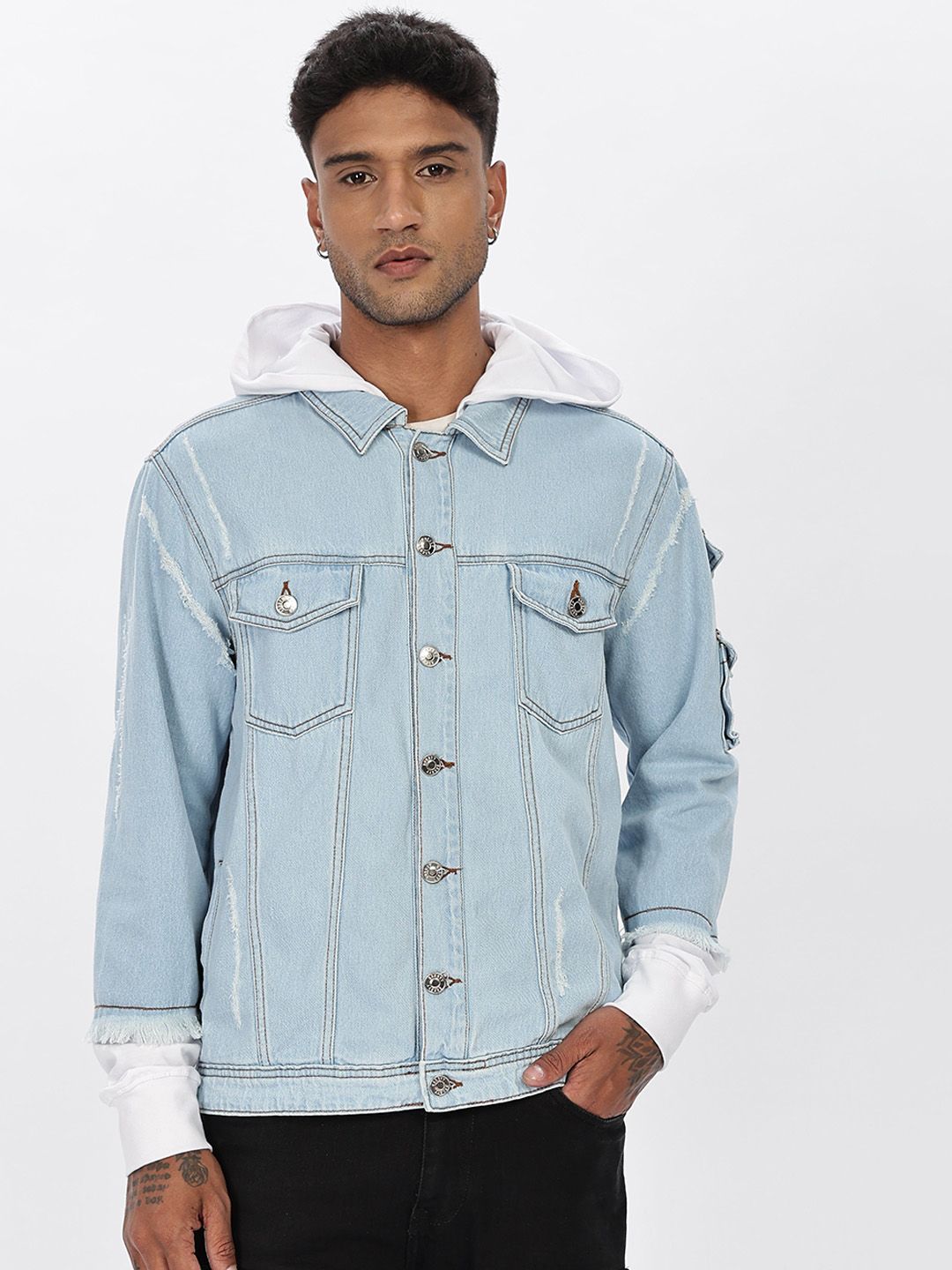 Eszett Men Washed Hooded Denim Jacket-picture-8