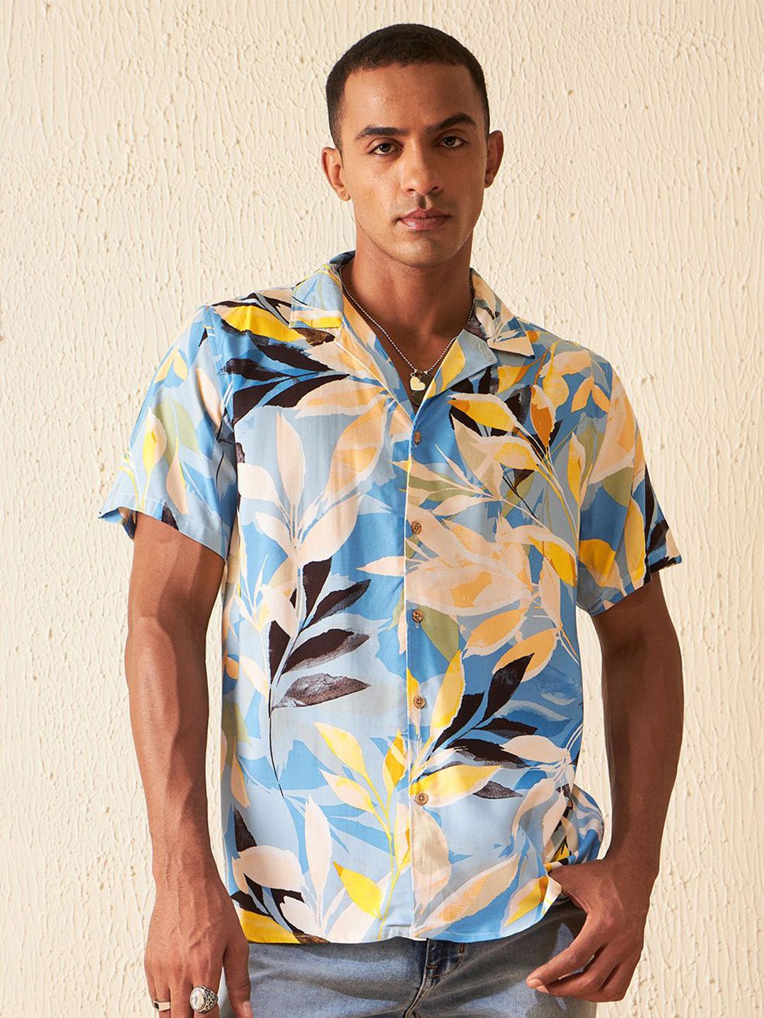 DENNISON Men Smart Fit Floral Printed Cuban Collar Casual Shirt-picture-19