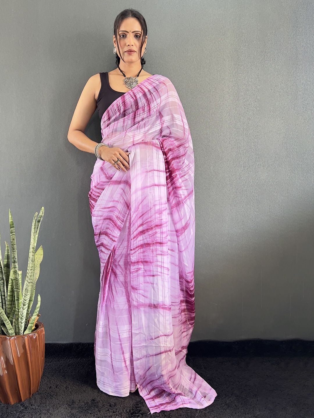 Mitera Tie and Dye Pure Georgette Ready to Wear Saree-picture-22
