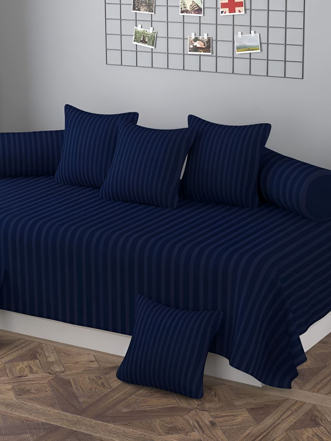 Aura 8 Pcs Navy Blue Cotton Diwan Set-picture-18