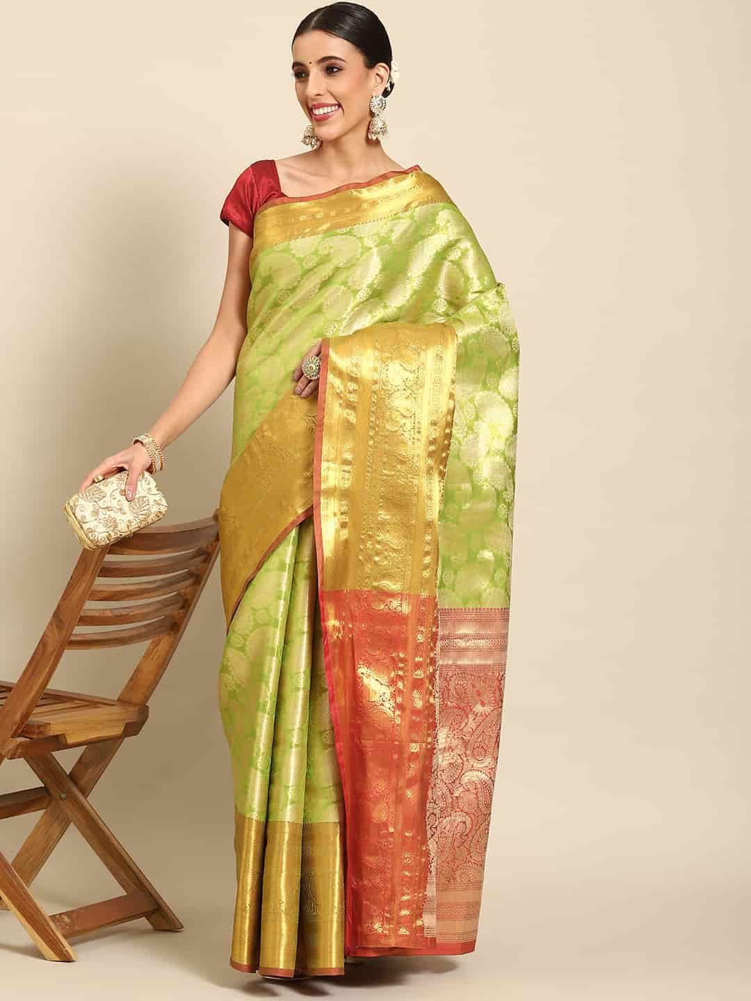 DIVASTRI Woven Design Zari Brocade Banarasi Saree-picture-14