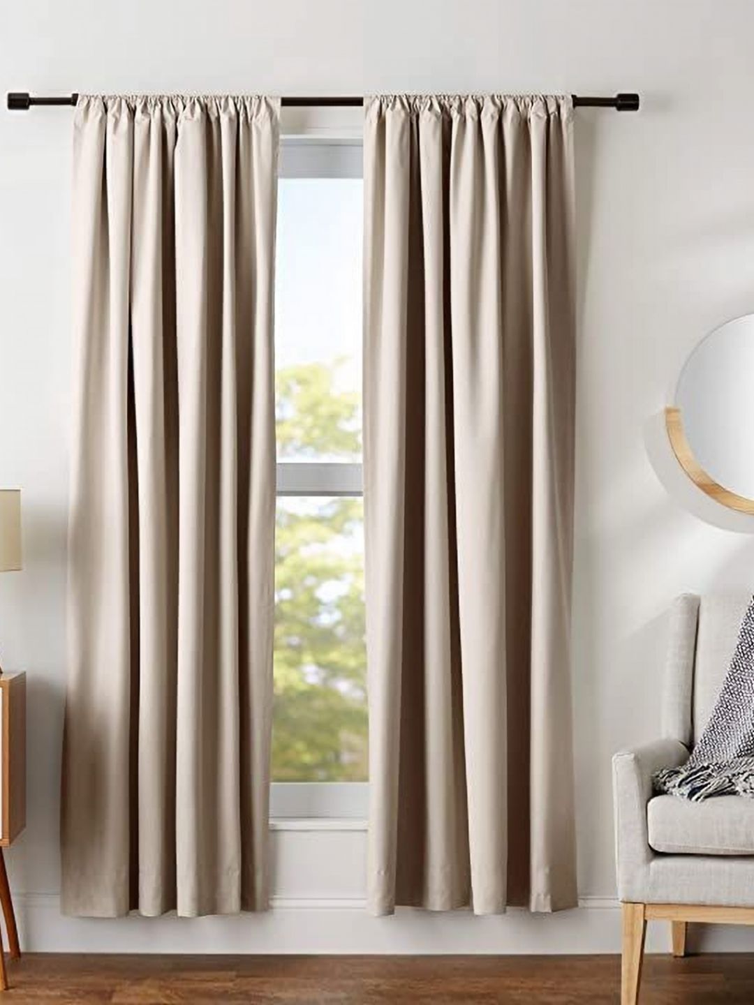 Parda Online Beige 2 Pcs Black Out Long Door Curtain-image-4
