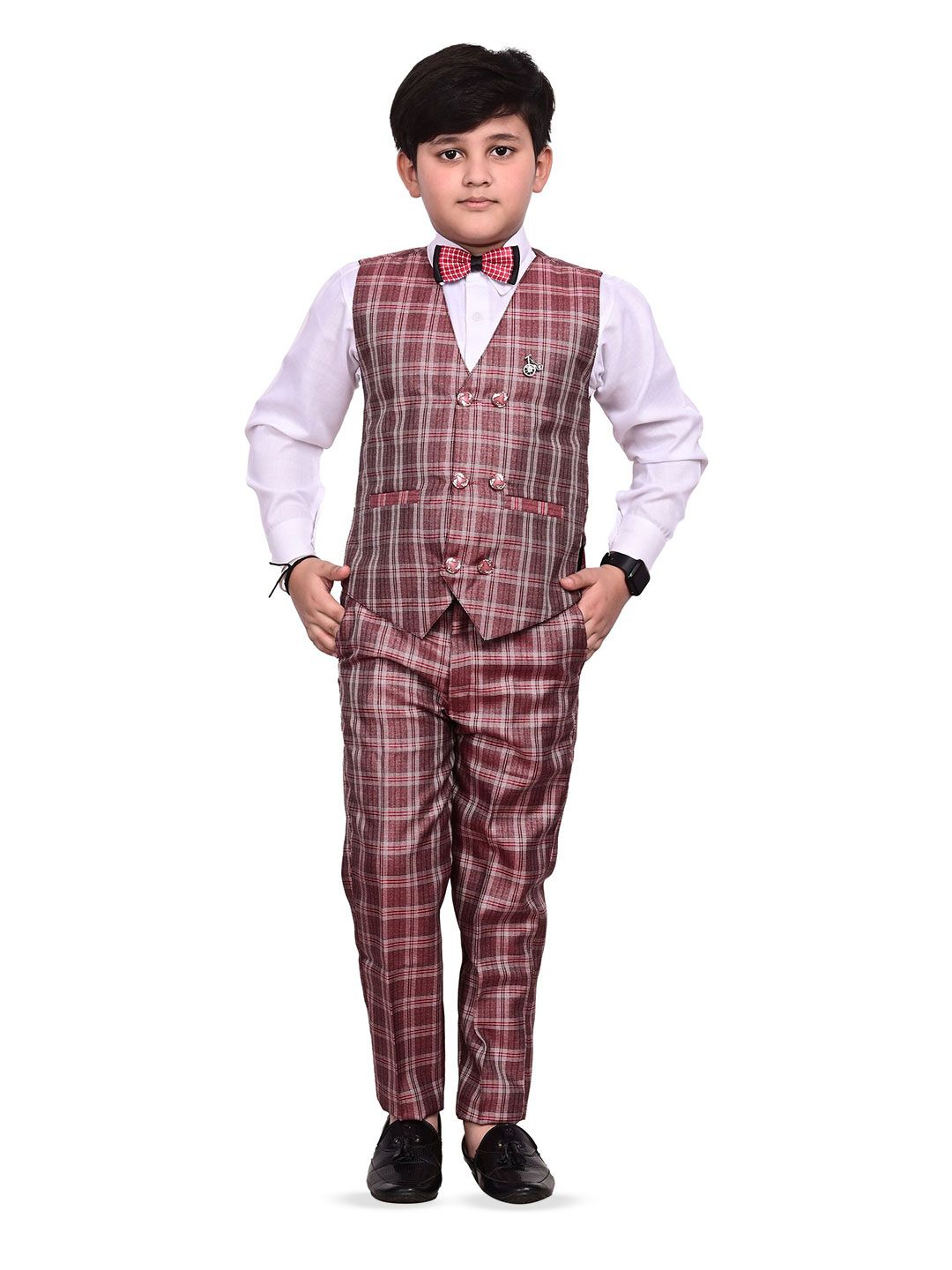 VALUE CREATION Boys Checked 3 Piece Suits-picture-16