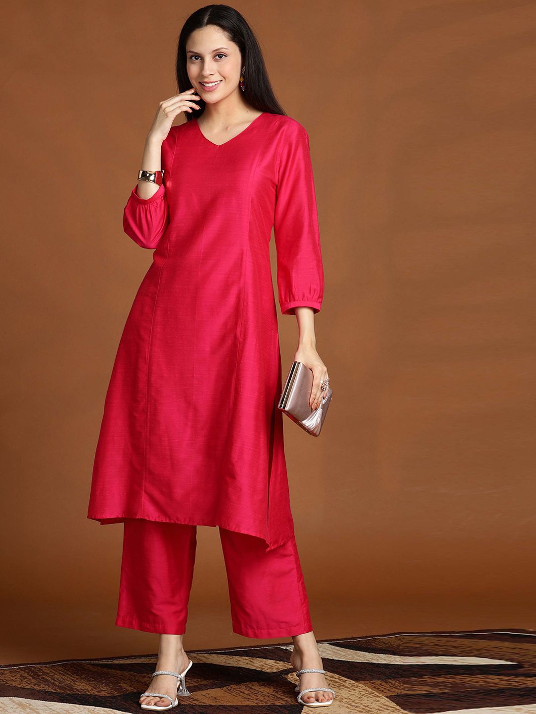 Anouk Women Solid Kurta with Palazzo