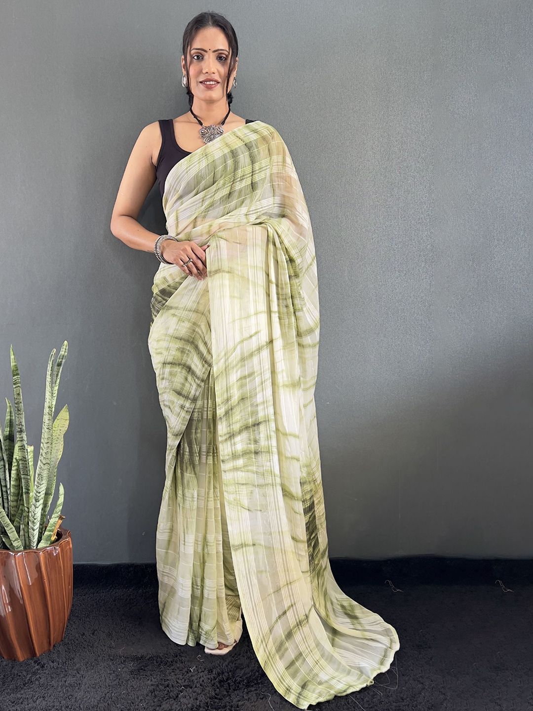 Mitera Tie and Dye Pure Georgette Ready to Wear Saree-picture-23