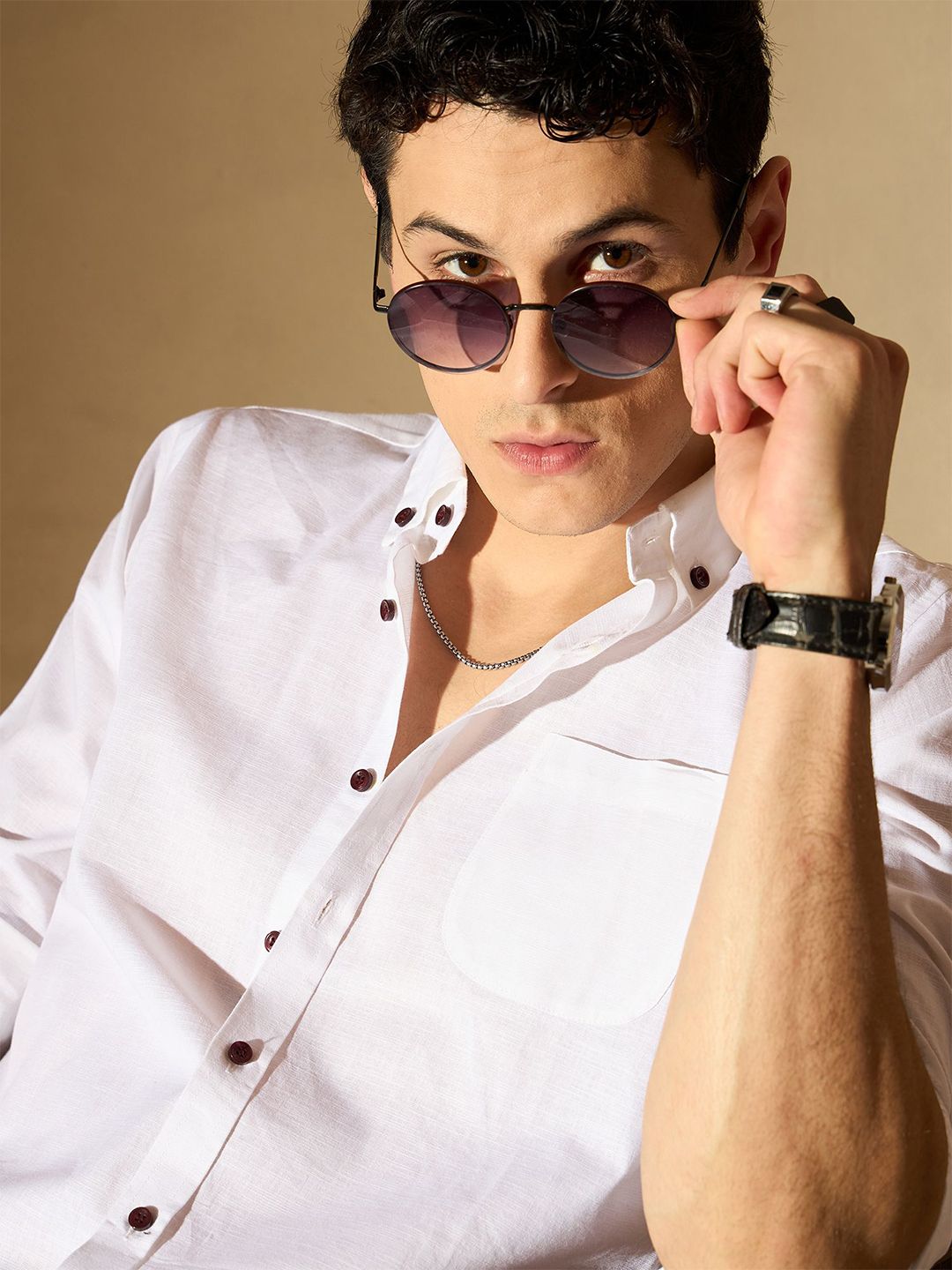 DENNISON Men Smart Slim Fit Solid Button-Down Collar Casual Shirt-picture-15