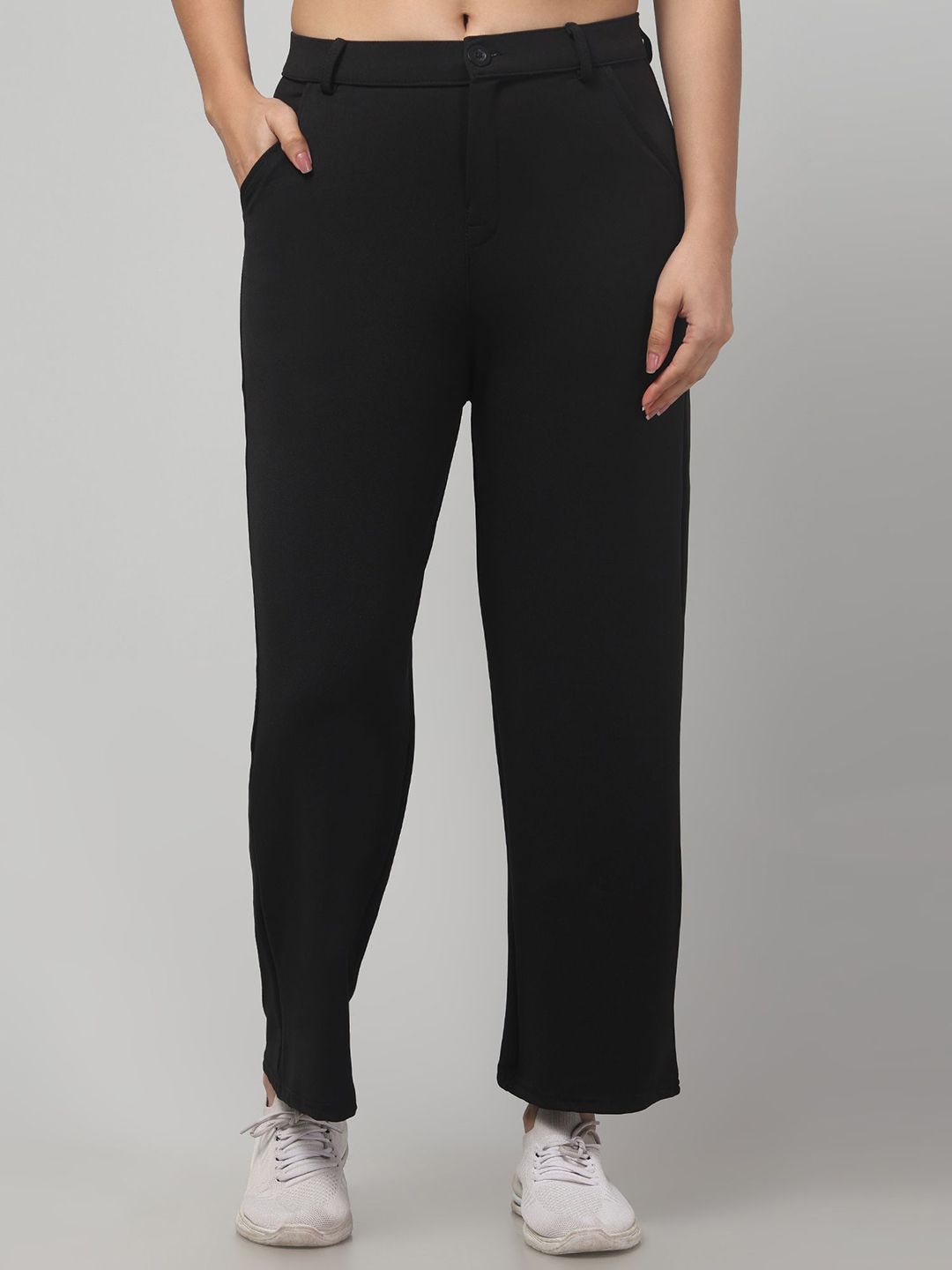 CROWN KING Women Solid Straight Fit Mid-Rise Casual Regular Trouser-picture-35
