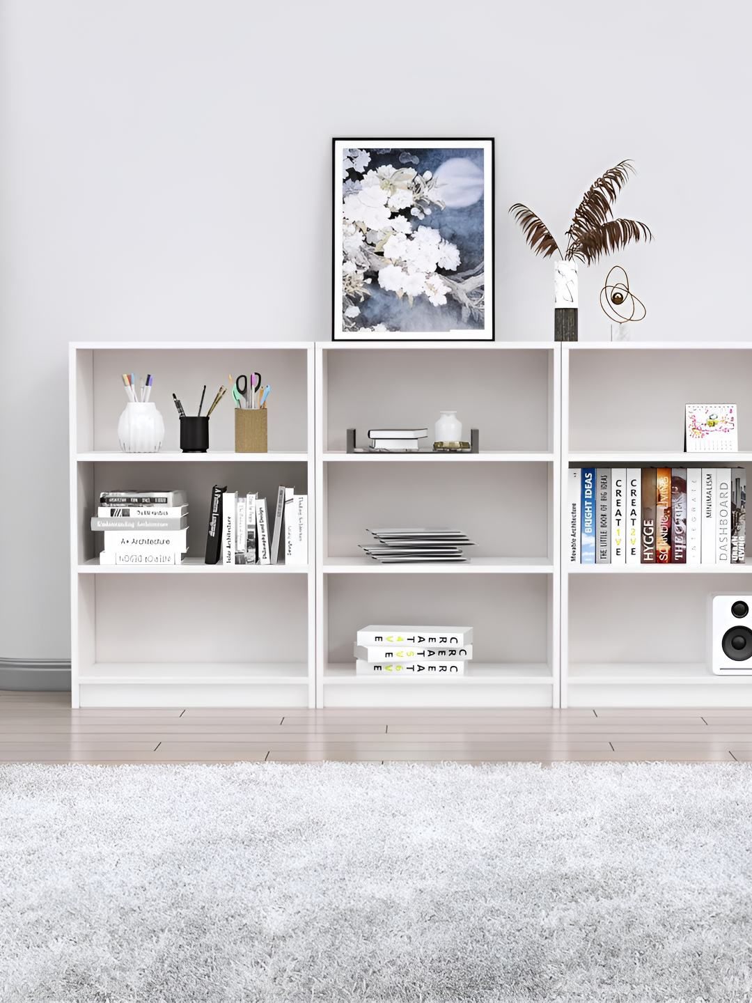 HEXA RED White Wooden Book Shelf