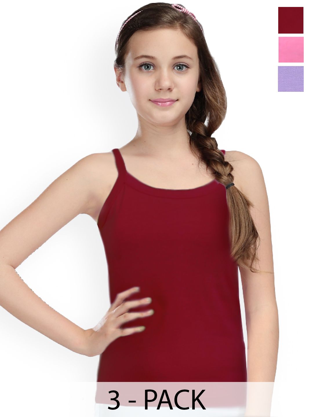 inner element Girls Pack Of 3 Cotton Camisoles-picture-40