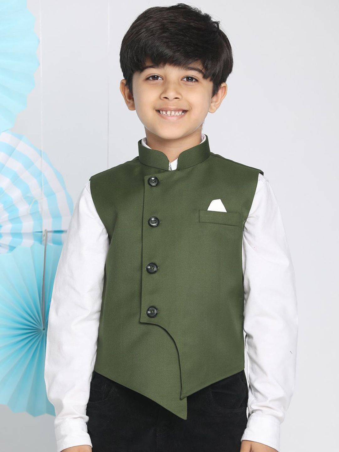 JBN Creation Boys Woven Mandarin Collar Neck Nehru Jacket-picture-28